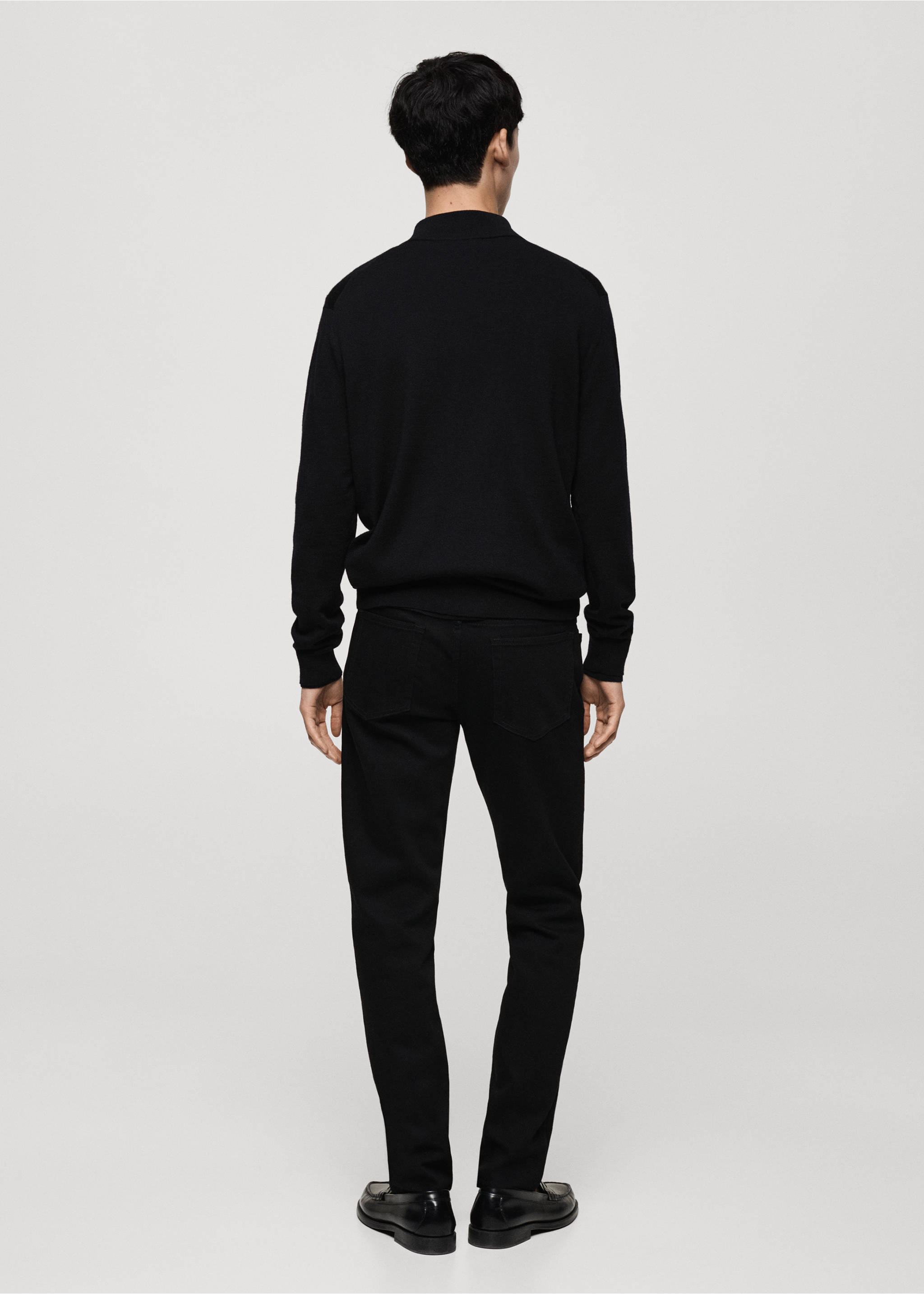 100% merino wool sweater with zip-neck - Reverse of the article, Black. Ref: 77005979-00.