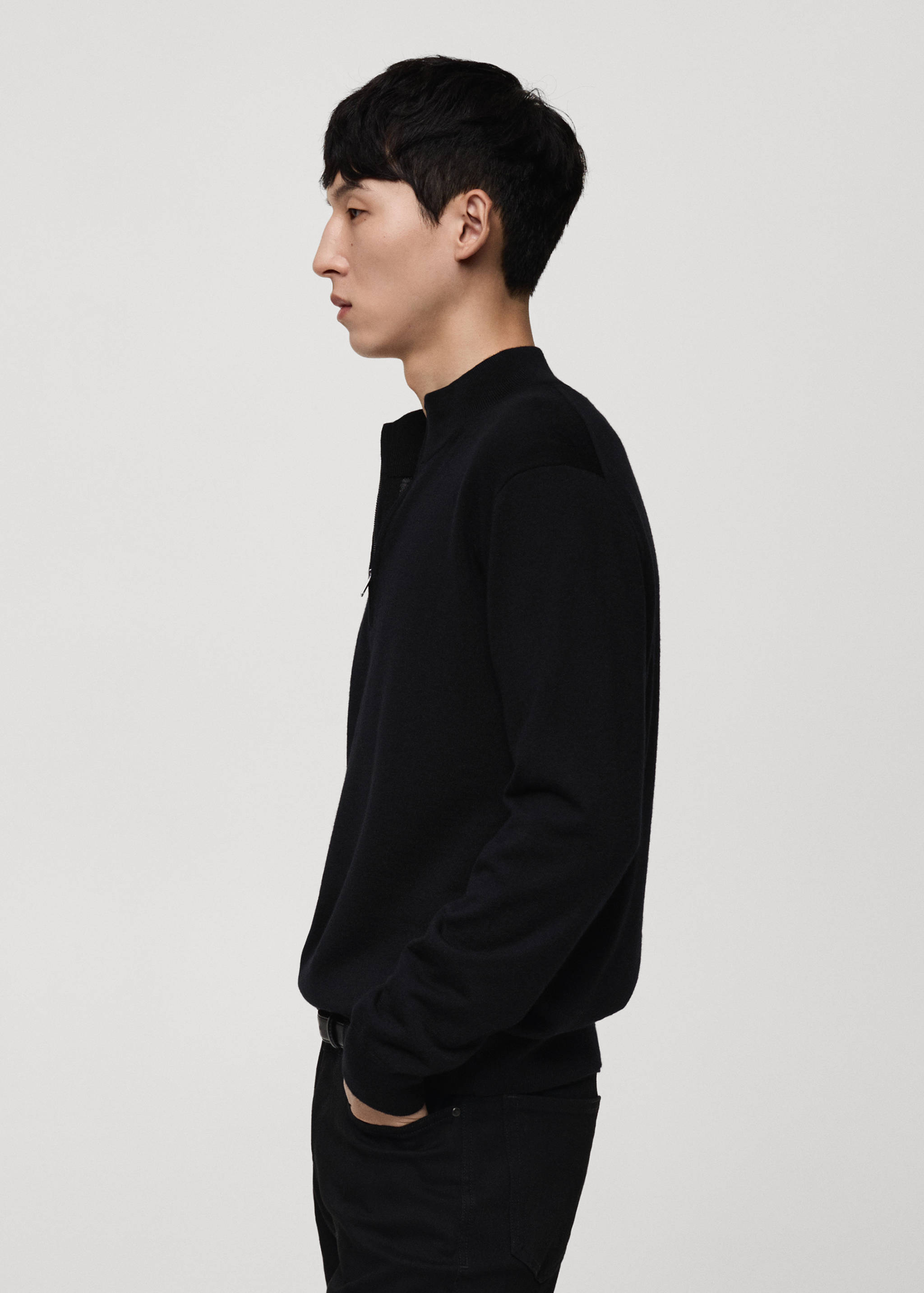 100% merino wool sweater with zip-neck - Details of the article 2