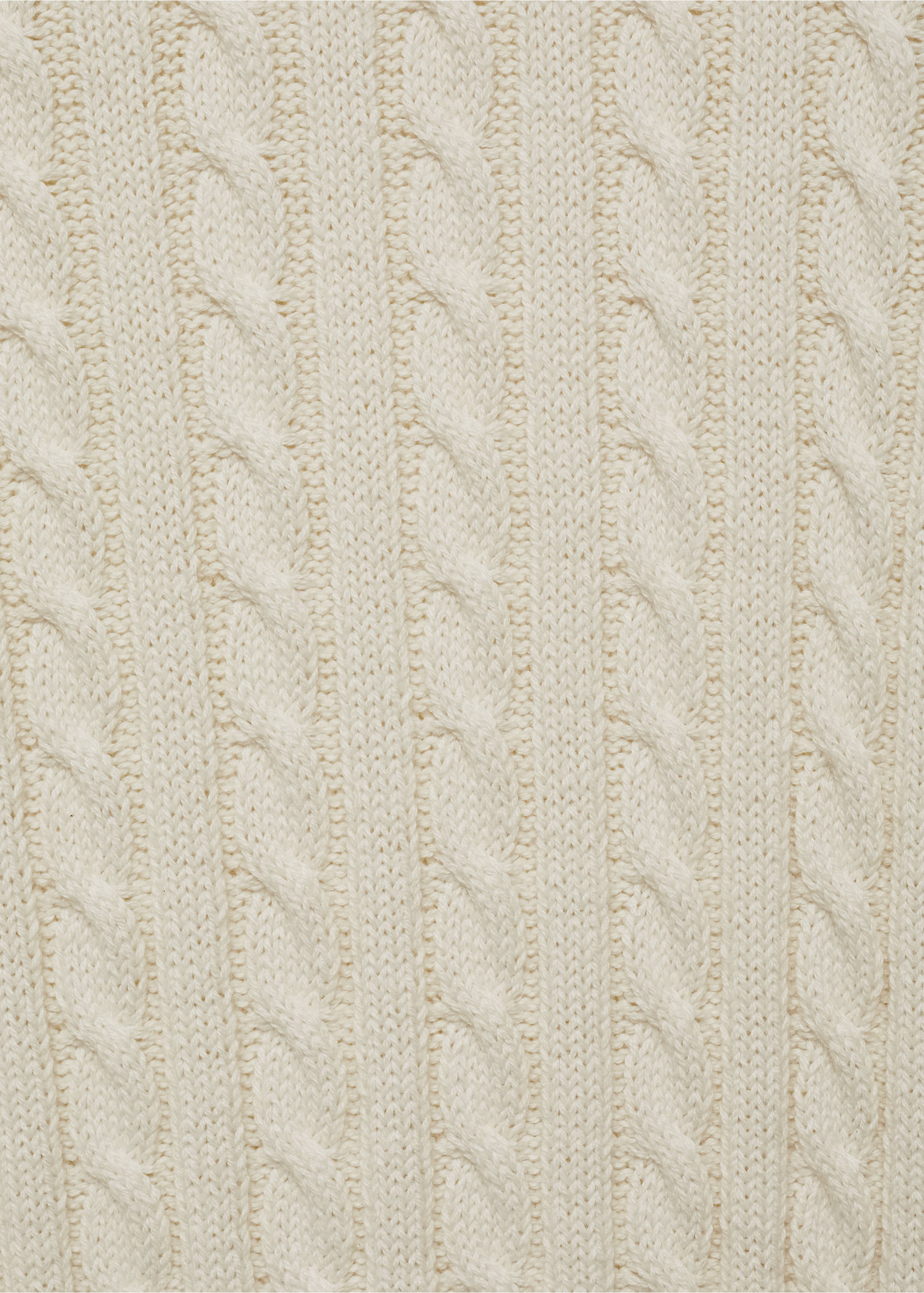 Pullover mit Zopfmuster aus Baumwollgemisch - Detail des Artikels 0, Cremeweiß. Ref: 77005980-00.