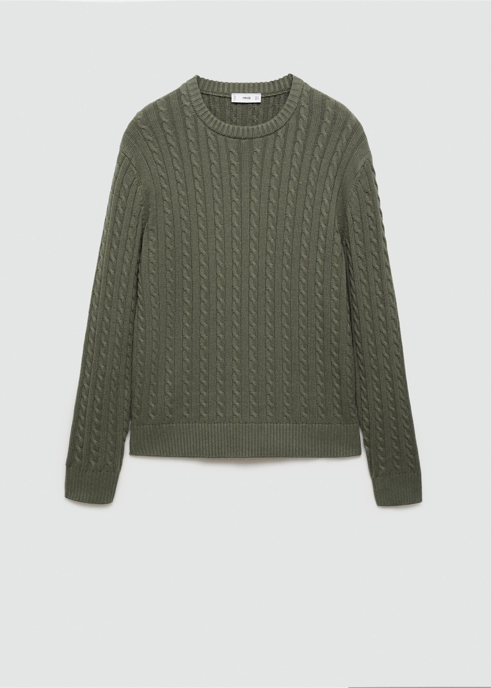 Pullover mit Zopfmuster aus Baumwollgemisch - Artikel ohne Model, Waldgrün. Ref: 77005980-00.