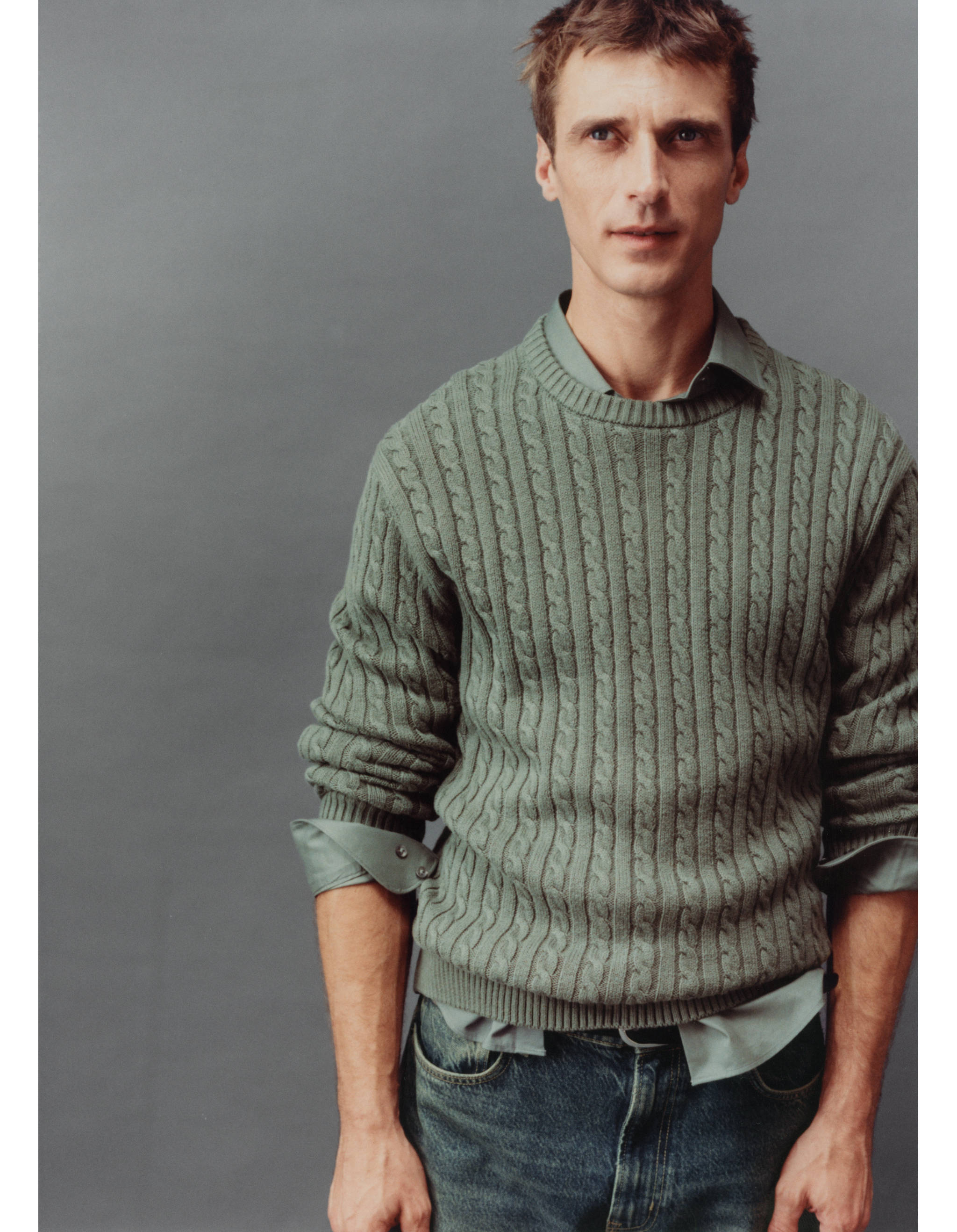 Cable-knit cotton-blend sweater - Details of the article 3