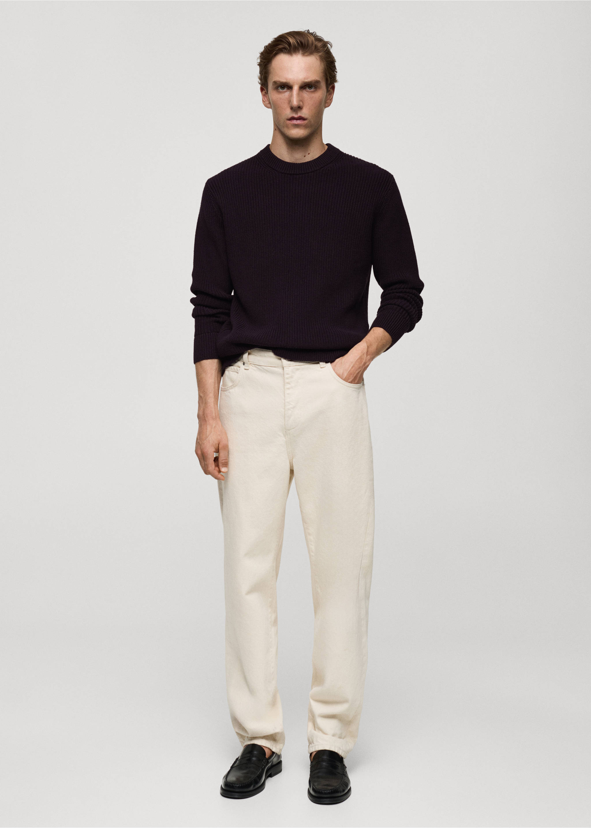 Pulover din tricot de bumbac ripsat - Plan general, Mov. Ref: 77005981-00.