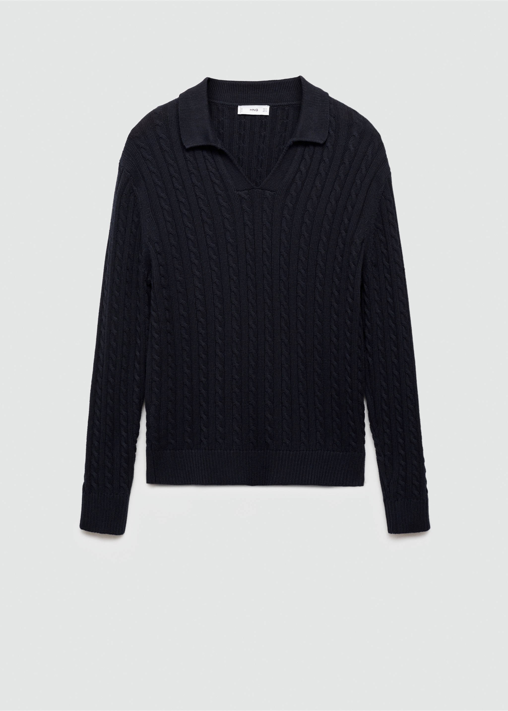 Medium braided-knit polo sweater - Article without model, Dark Navy. Ref: 77005982-00.