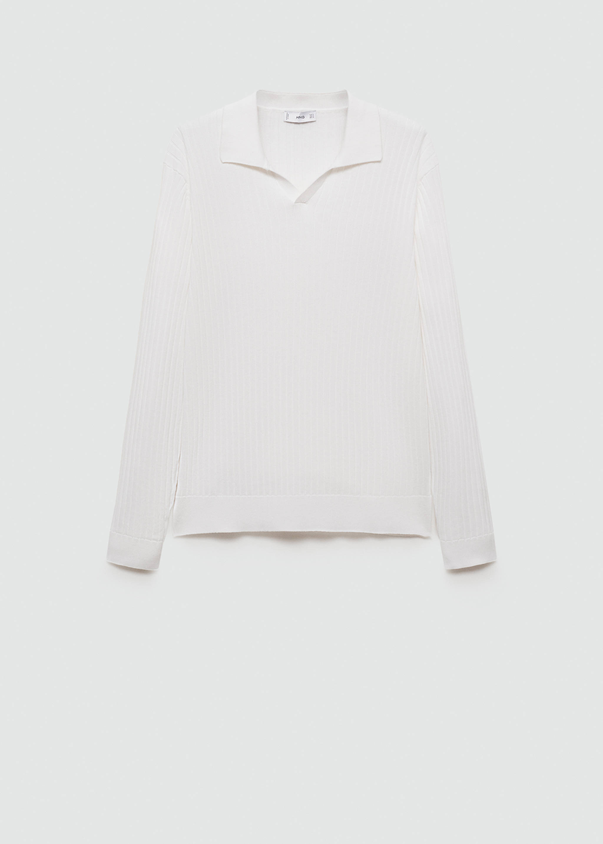Camisola de estilo polo de malha fina canelada - Artigo sem modelo