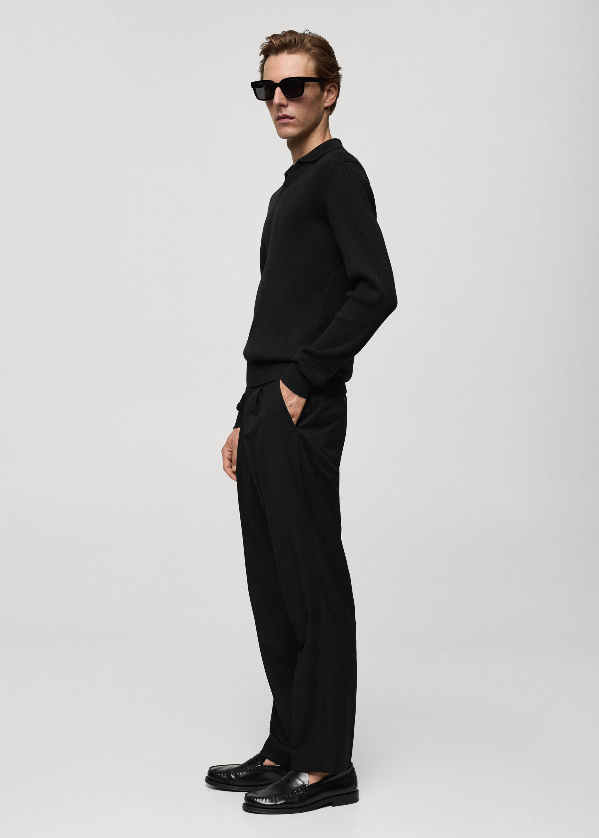 Pull-over polo maille fine côtelée - Détail de l'article 2