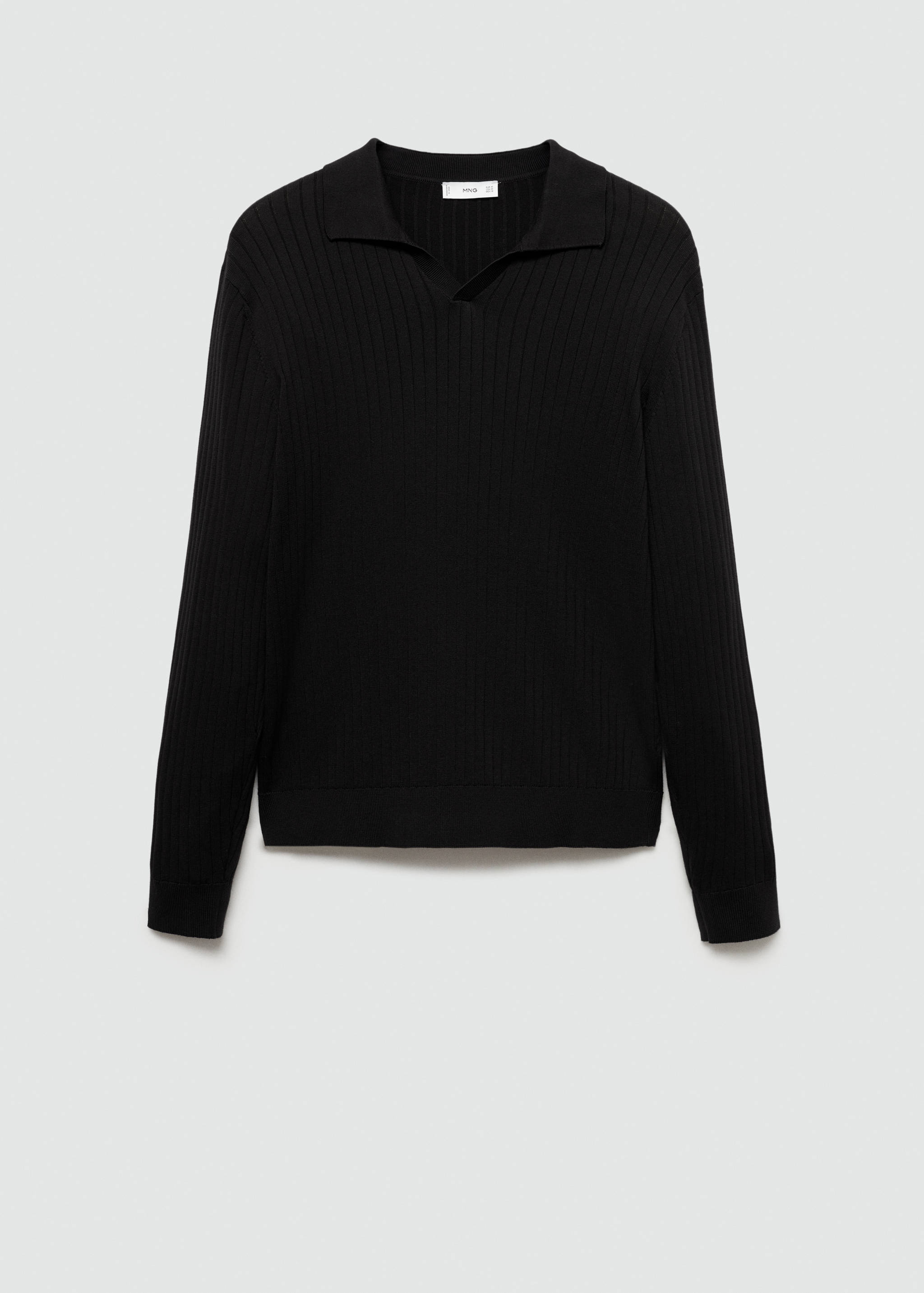 Camisola de estilo polo de malha fina canelada - Artigo sem modelo