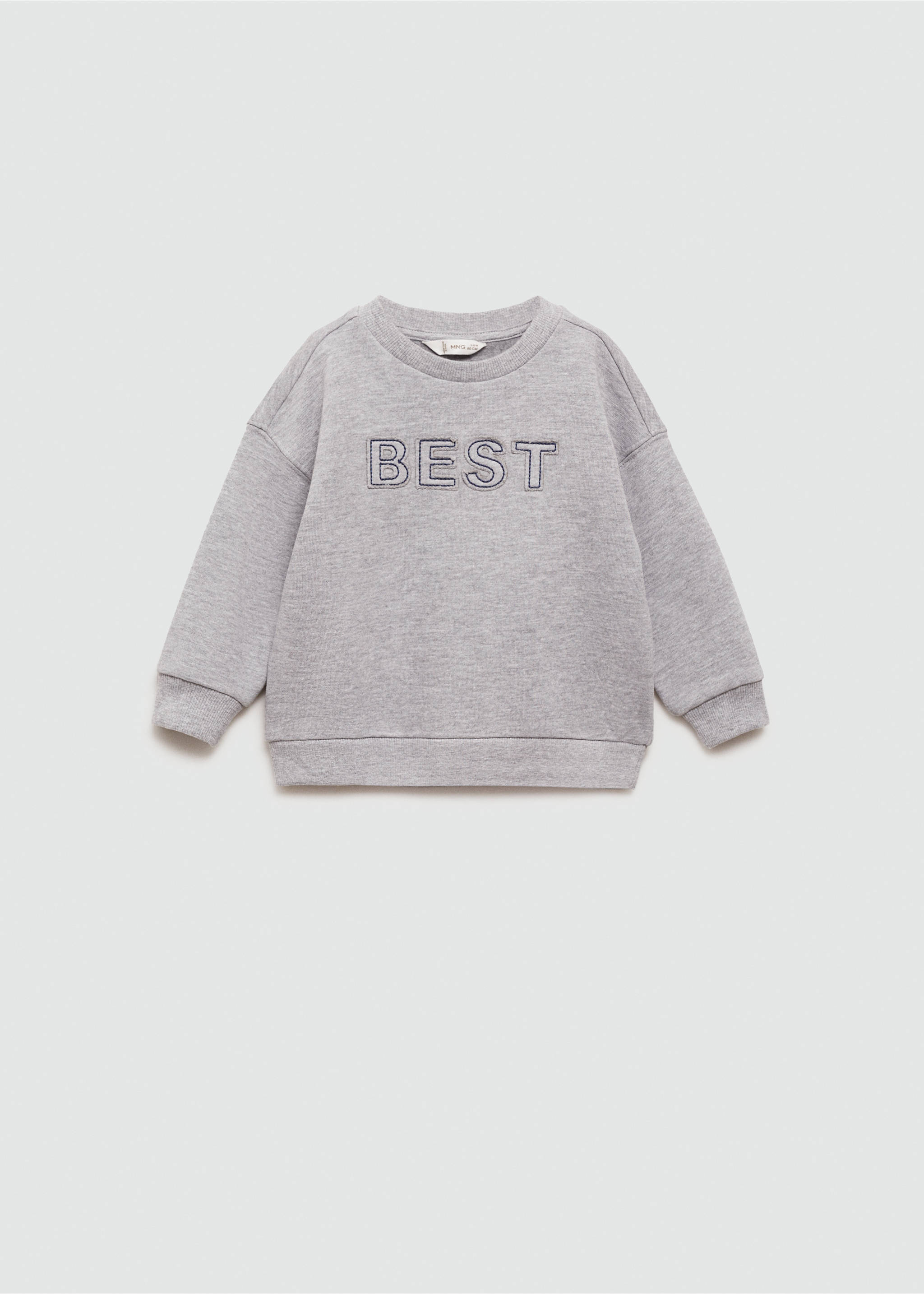 Embroidered message sweatshirt - Article without model, Medium Heather Grey. Ref: 77006348-00.