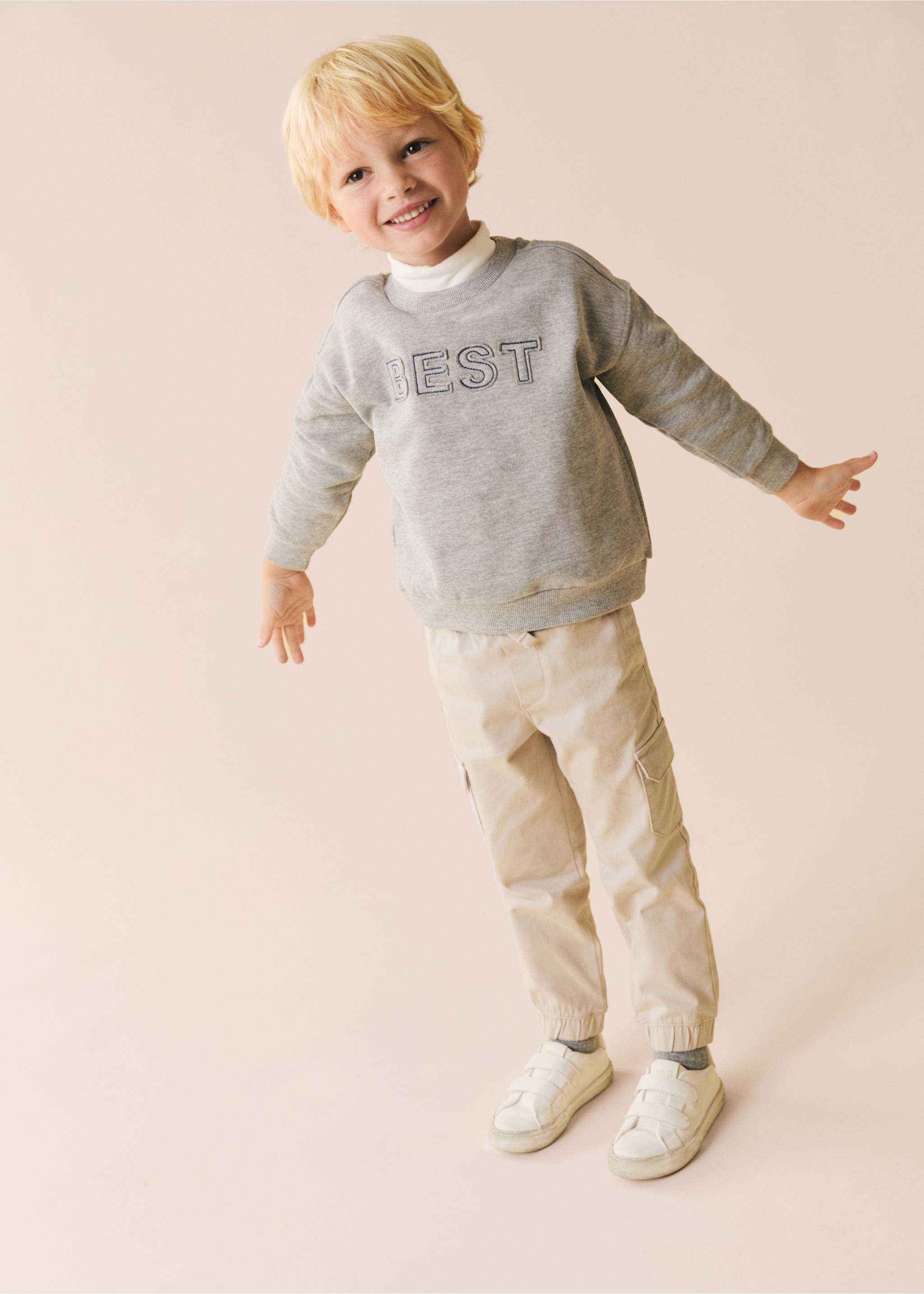 Embroidered message sweatshirt - Details of the article 5, Medium Heather Grey. Ref: 77006348-00.