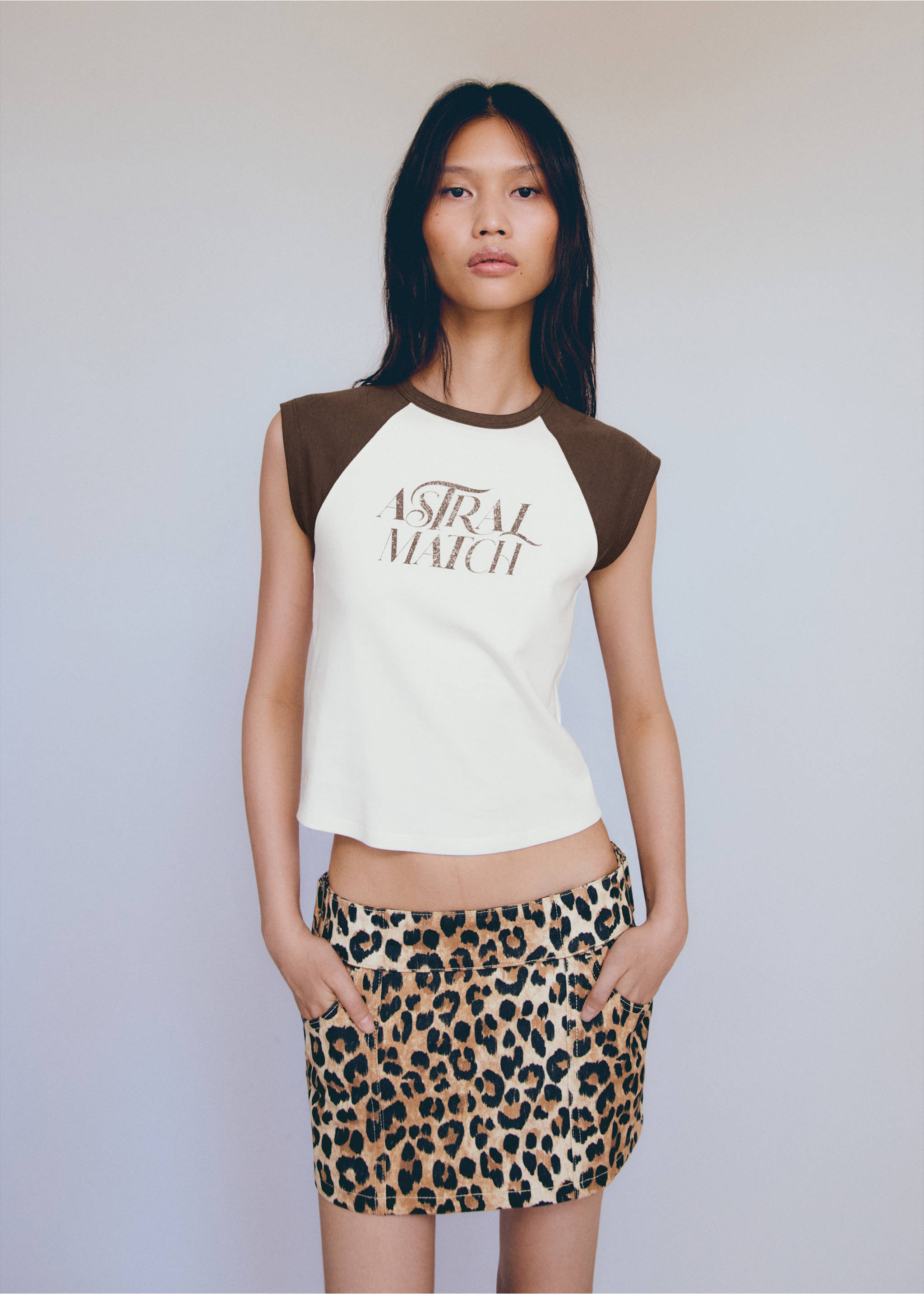 Bedrucktes Baumwoll-T-Shirt - Allgemeine Ansicht, Braun. Ref: 77006355-00.