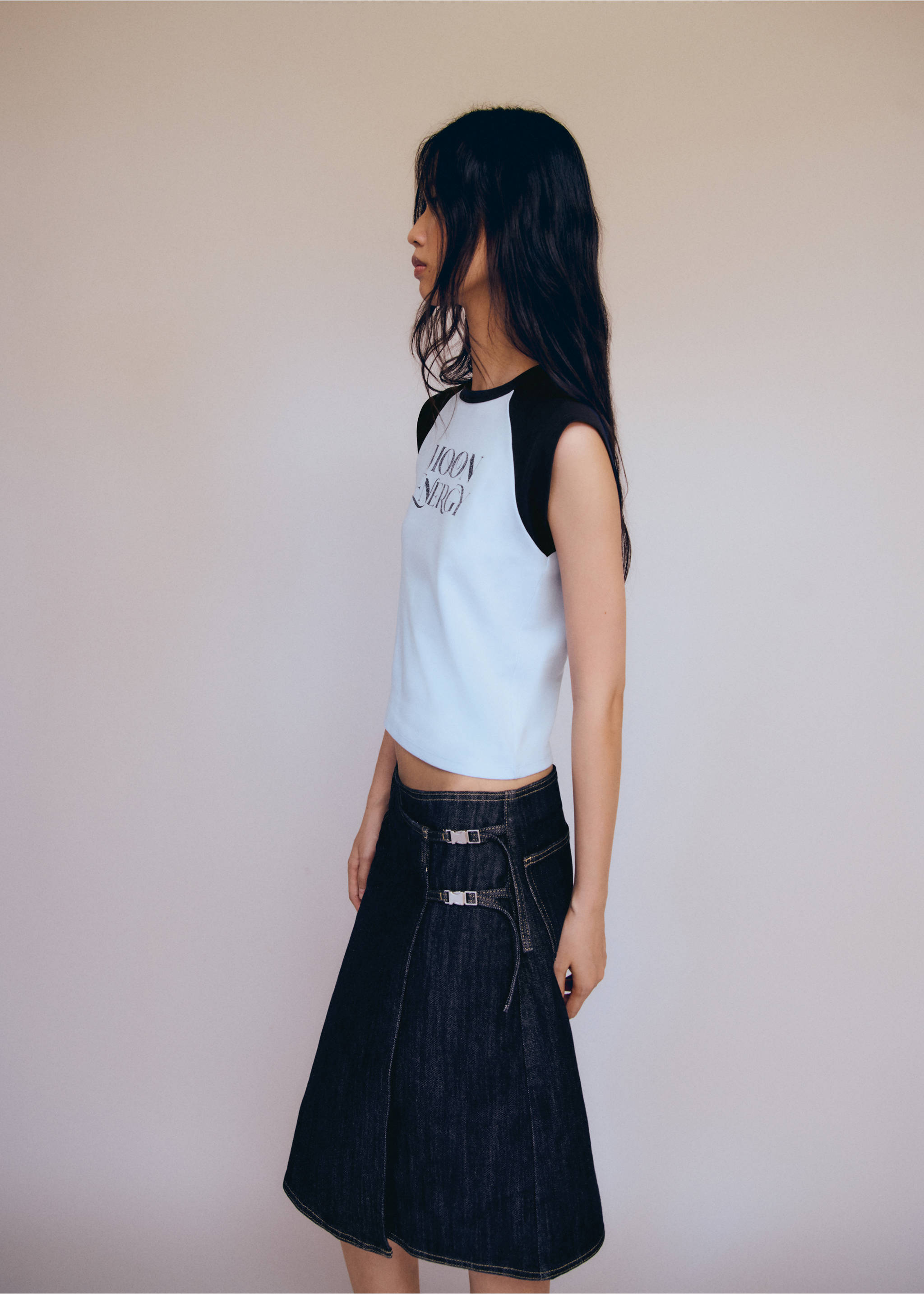 Printed cotton-blend T-shirt - Details of the article 1, Blue. Ref: 77006355-00.