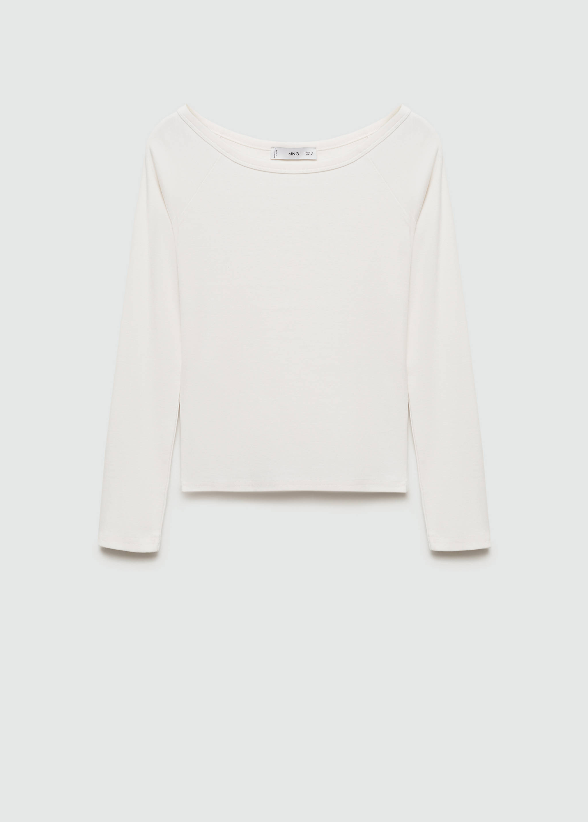 Tricou cu guler bărcuță din bumbac - Articol fără model