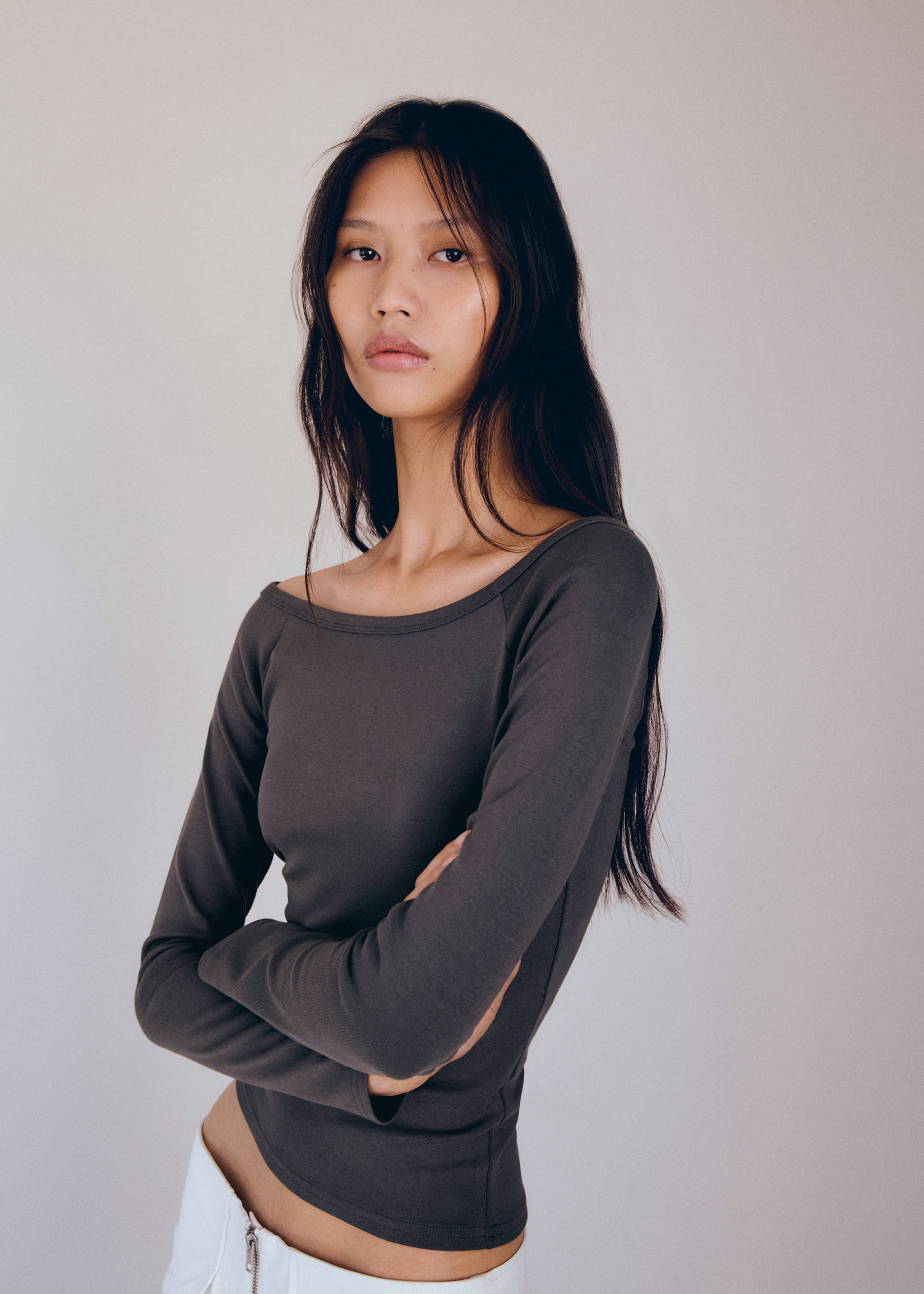 T-shirt col bateau coton - Plan moyen