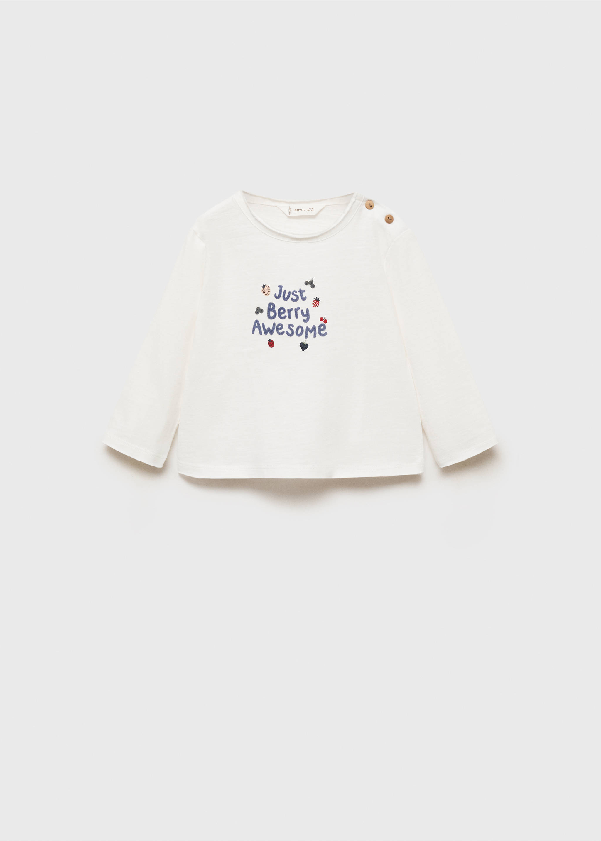 Long-sleeved t-shirt with embossed print - Article without model, Off White. Ref: 77006360-00.