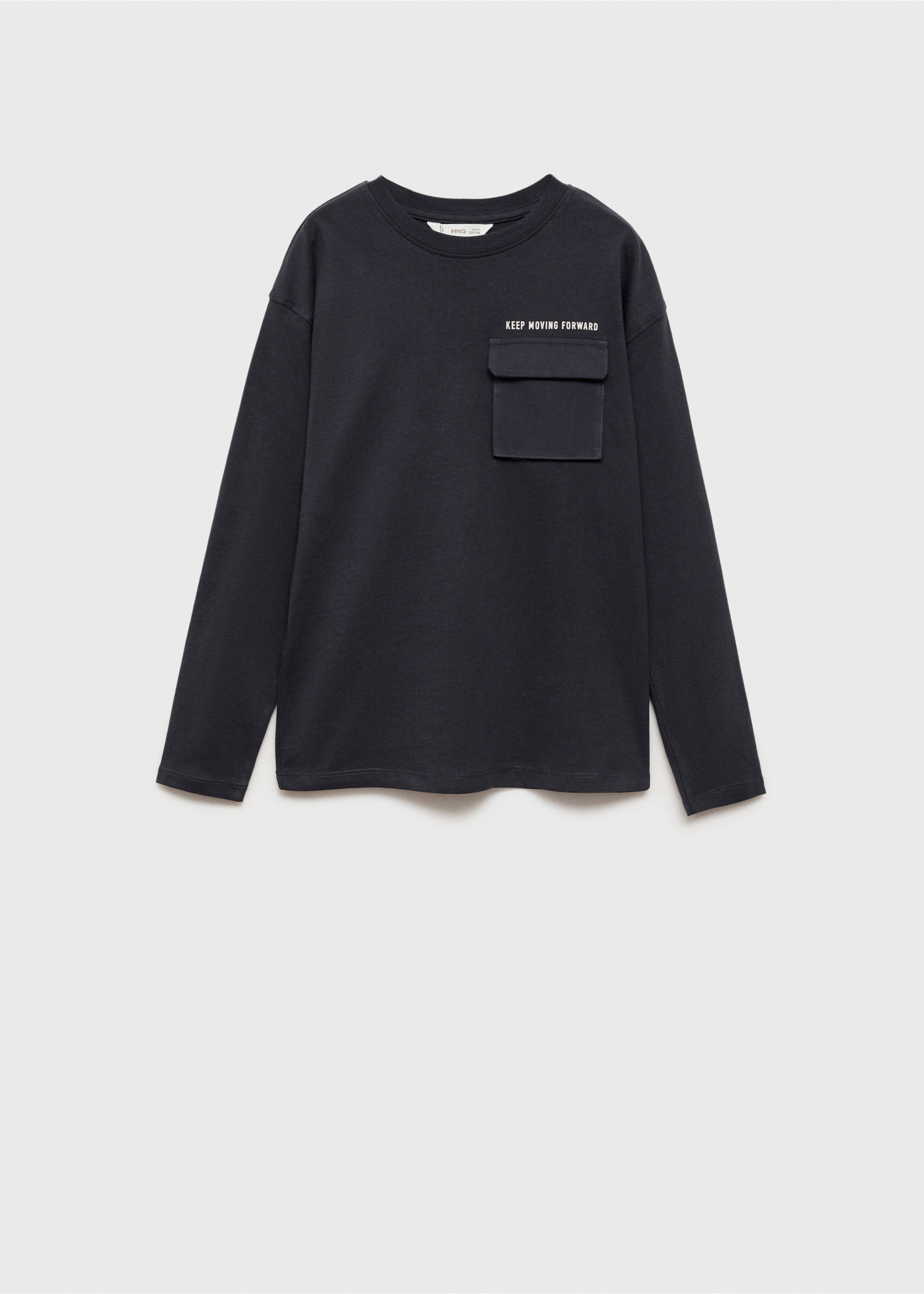 Long-sleeved t-shirt with pockets - Article without model, Black. Ref: 77006725-00.
