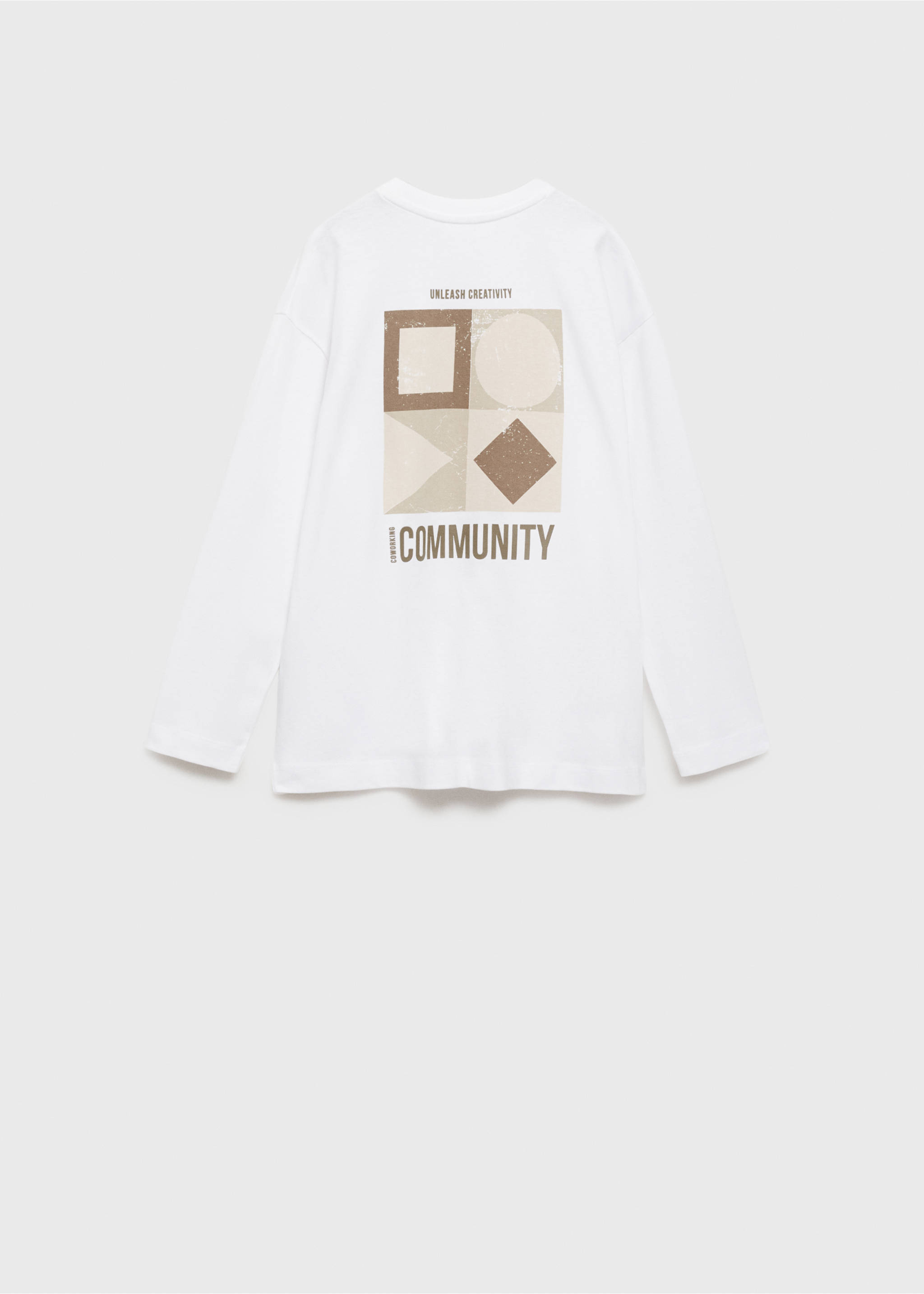 Printed long sleeve t-shirt - Reverse of the article, Off White. Ref: 77006726-00.