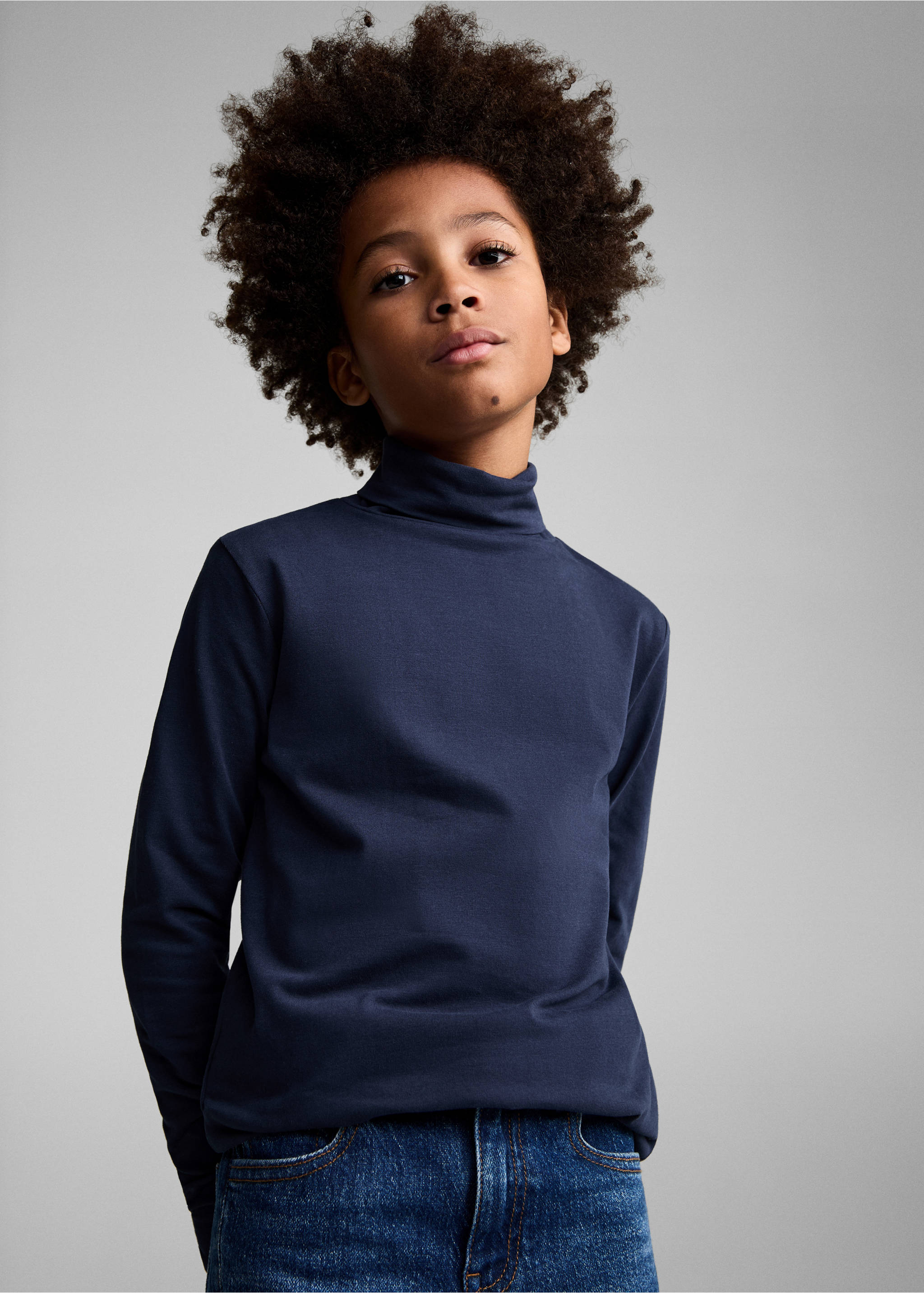 Turtleneck long-sleeved t-shirt - Medium plane, Dark Navy. Ref: 77006729-00.
