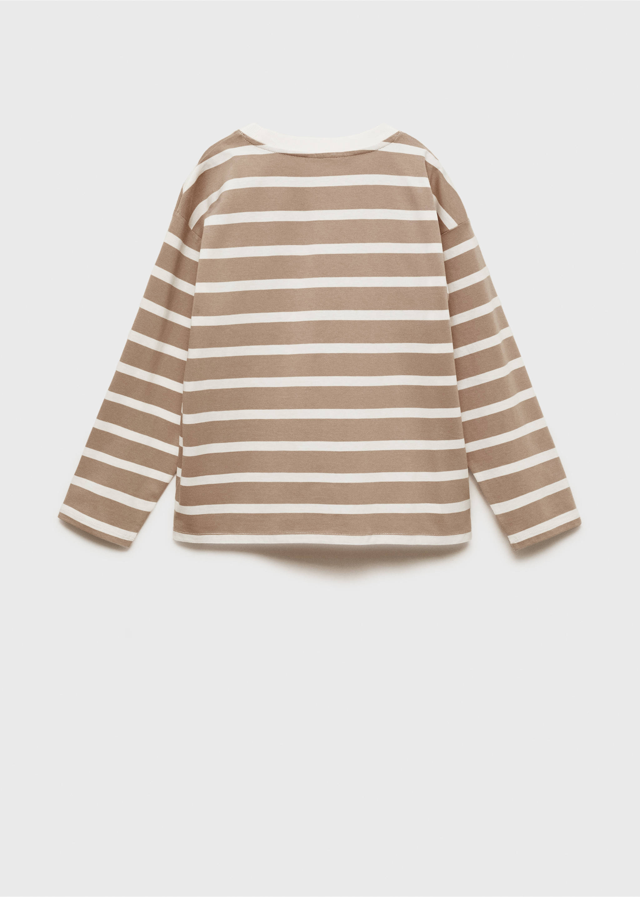 Langärmliges T-Shirt mit Streifen - Rückseite des Artikels, Sandfarben. Ref: 77006730-00.