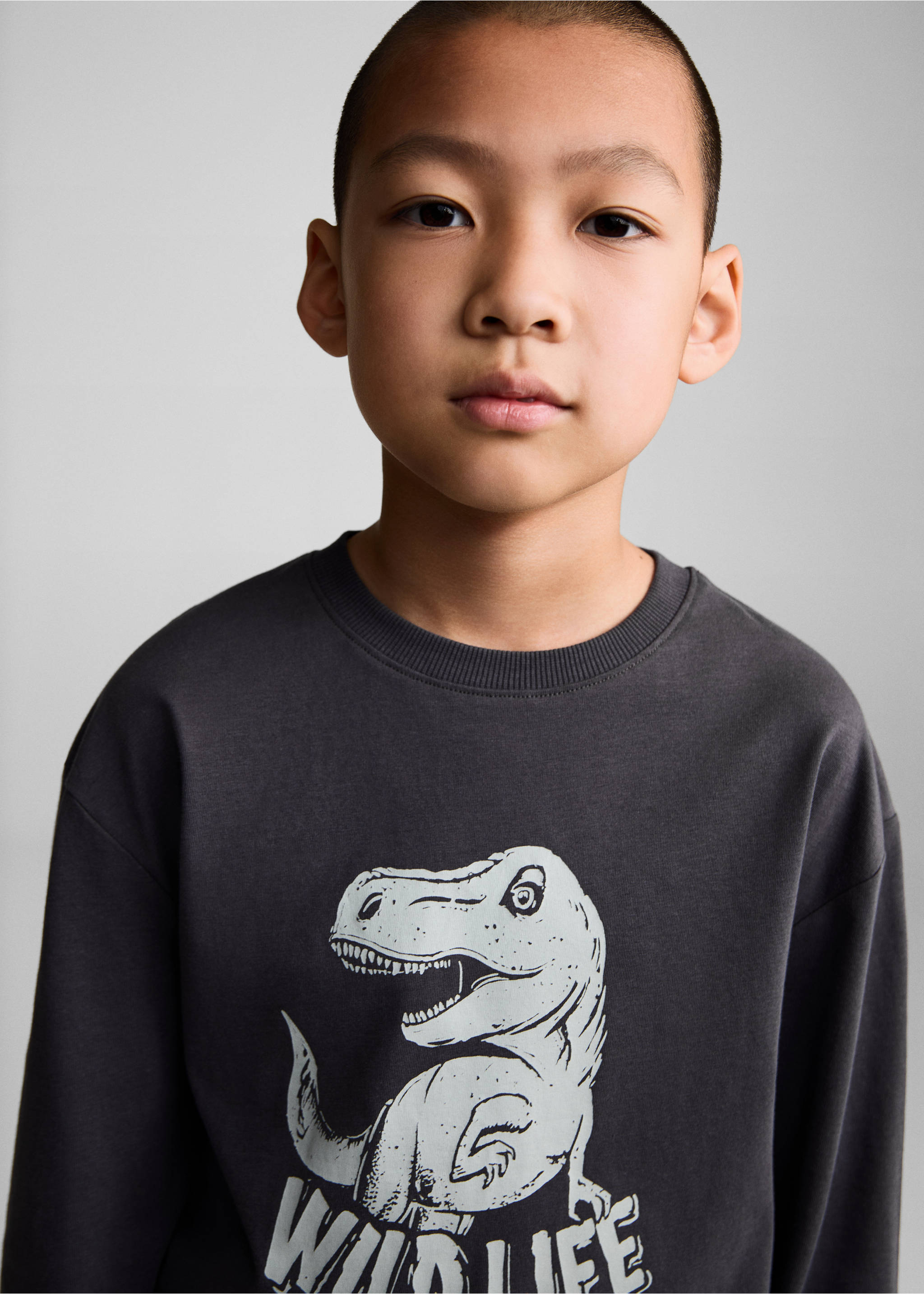 T-shirt manches longues imprimé - Détail de l'article 1, Gris anthracite. Ref: 77006737-00.