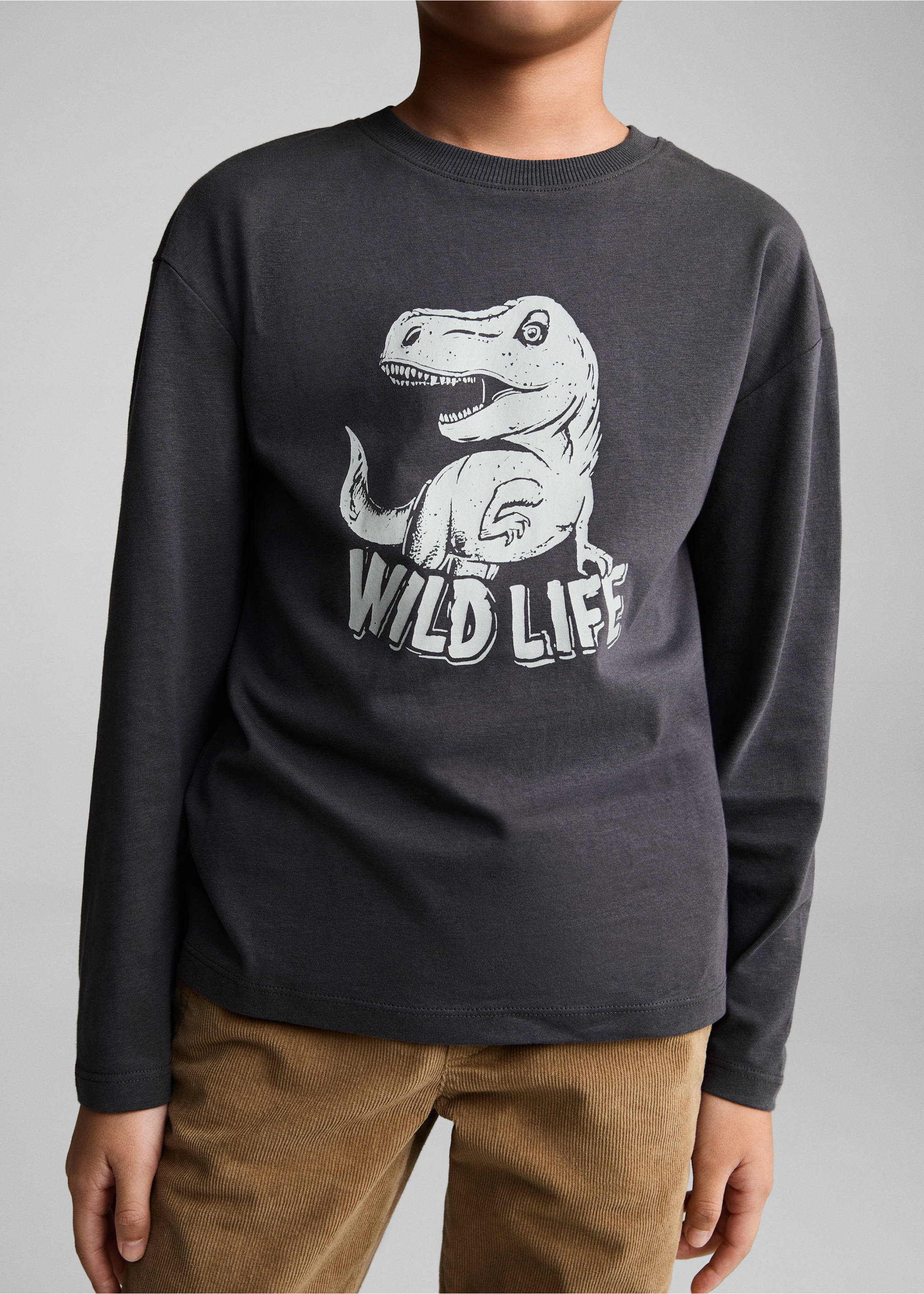 T-shirt manches longues imprimé - Détail de l'article 6, Gris anthracite. Ref: 77006737-00.