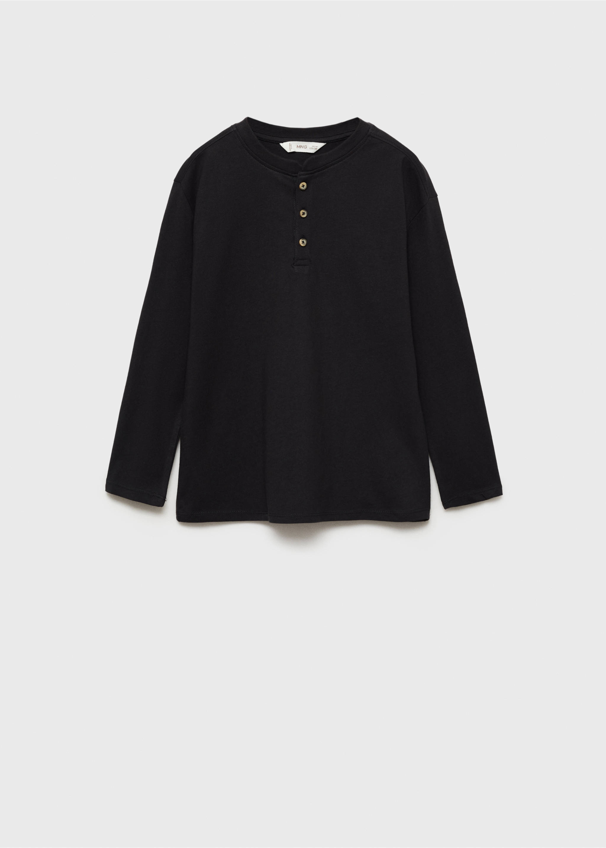 Baumwollshirt mit Knöpfen - Artikel ohne Model, Schwarz. Ref: 77006738-00.