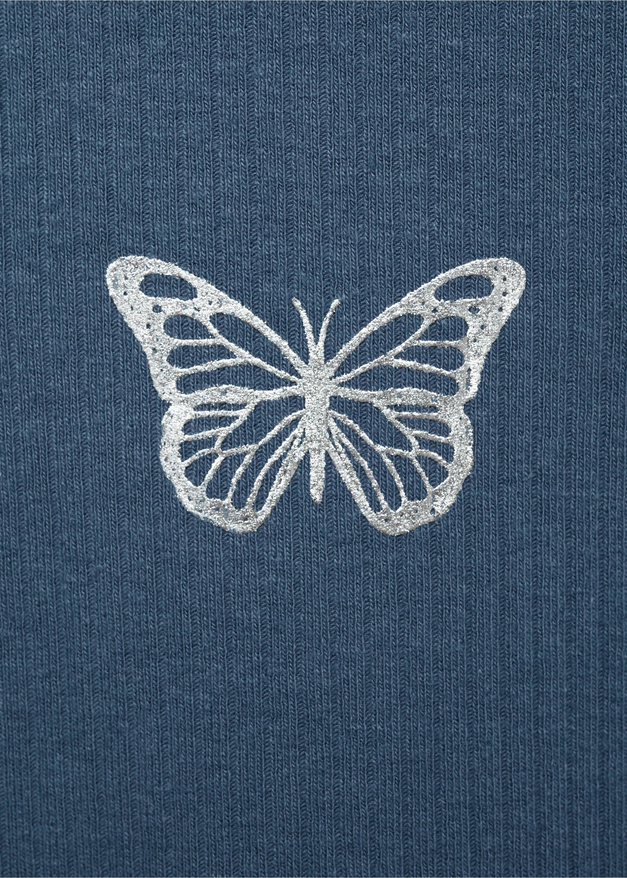 Ribbed printed t -shirt - Details of the article 8, Blue. Ref: 77006744-00.