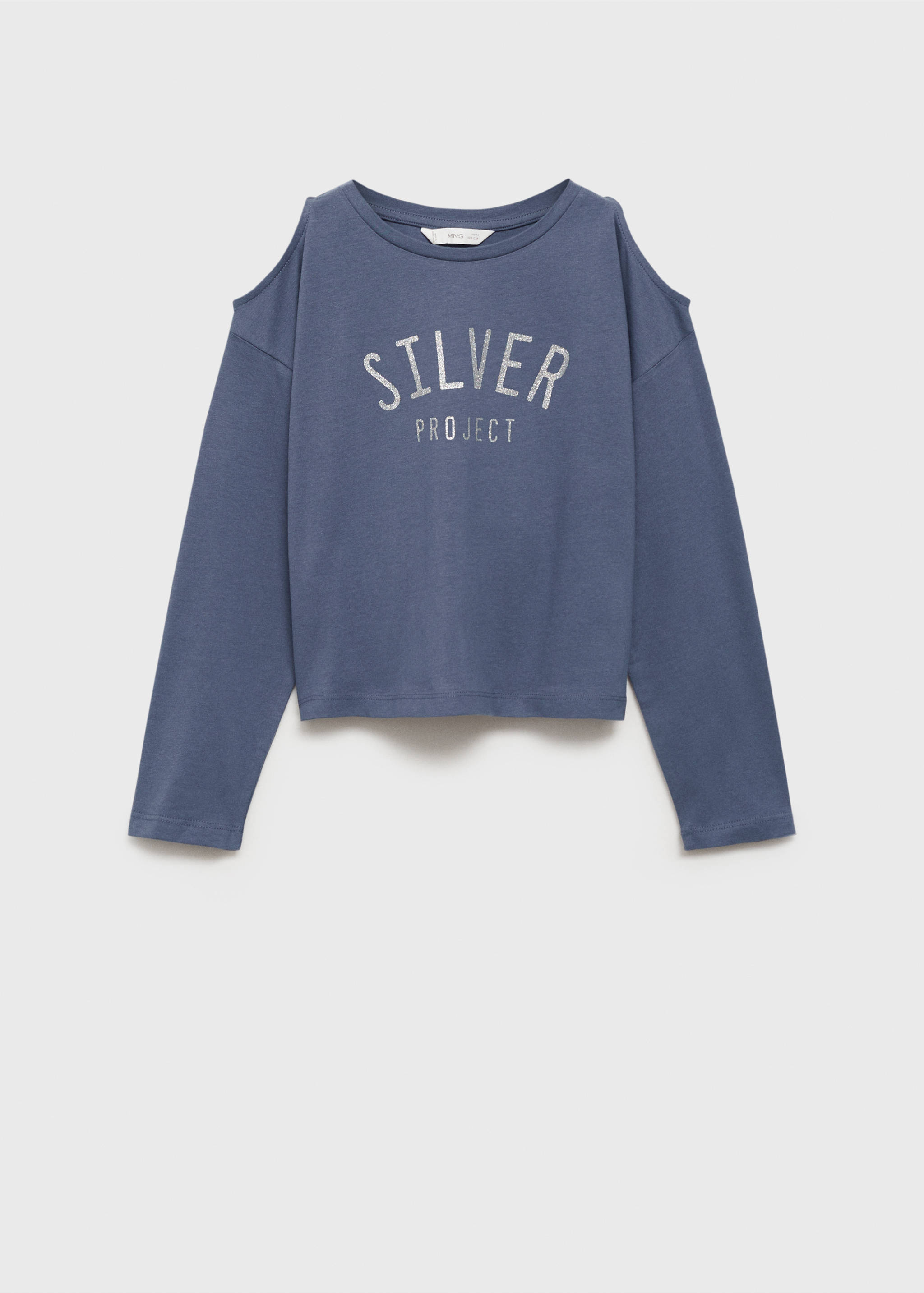 Cotton t-shirt with shoulder opening - Article without model, Blue. Ref: 77006745-00.