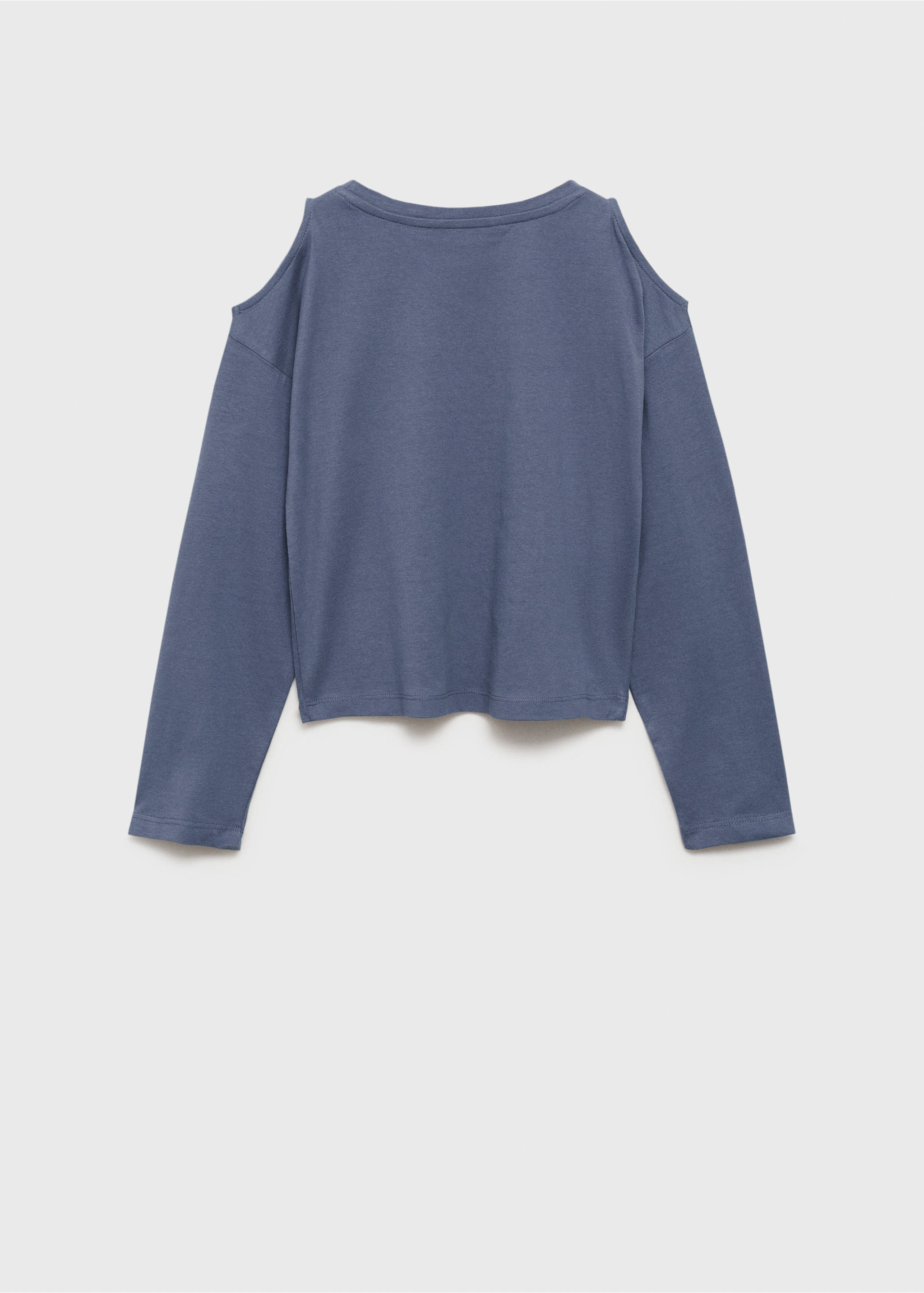 Cotton t-shirt with shoulder opening - Reverse of the article, Blue. Ref: 77006745-00.