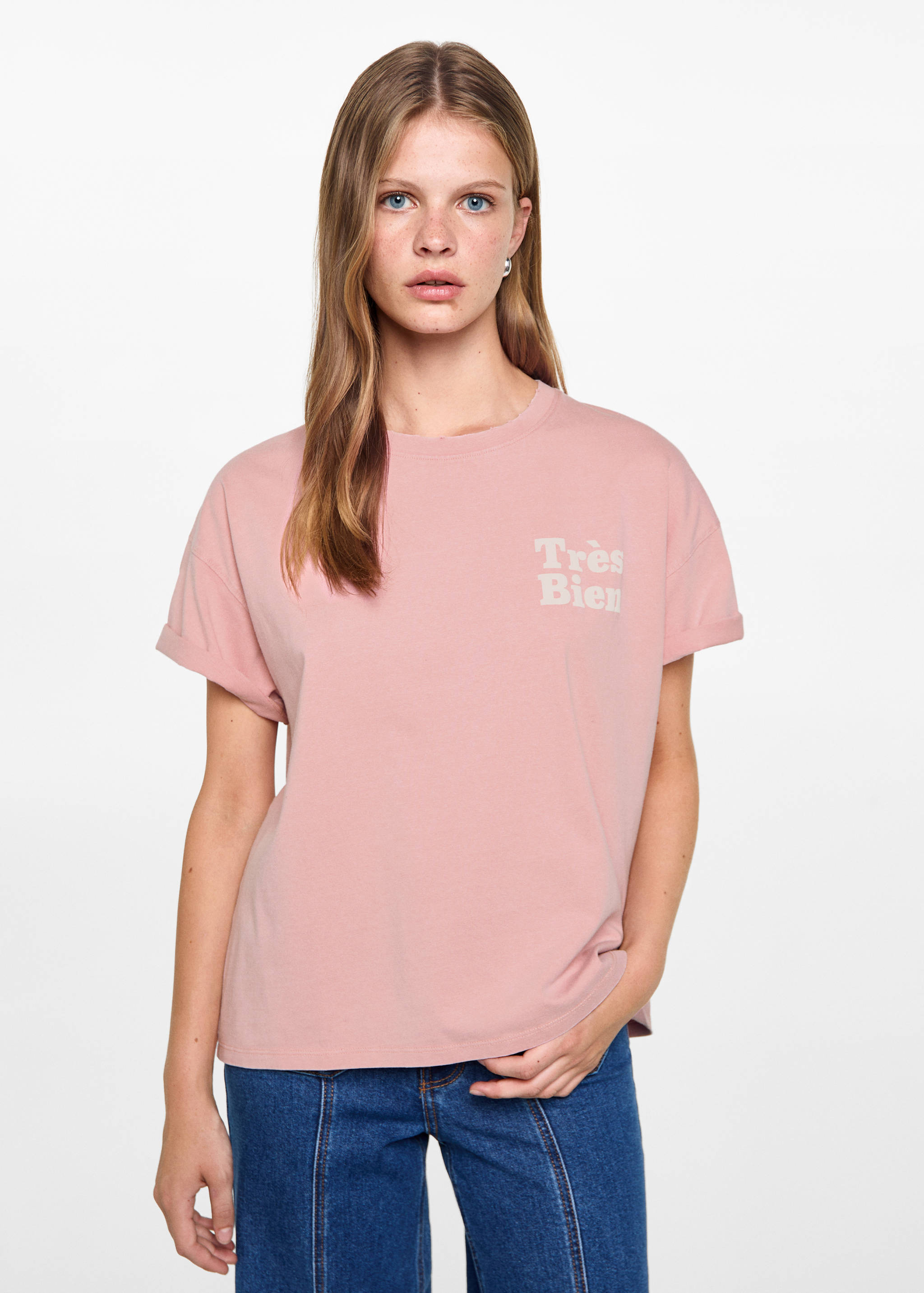 Bedrucktes Baumwoll-T-Shirt - Mittlere Ansicht