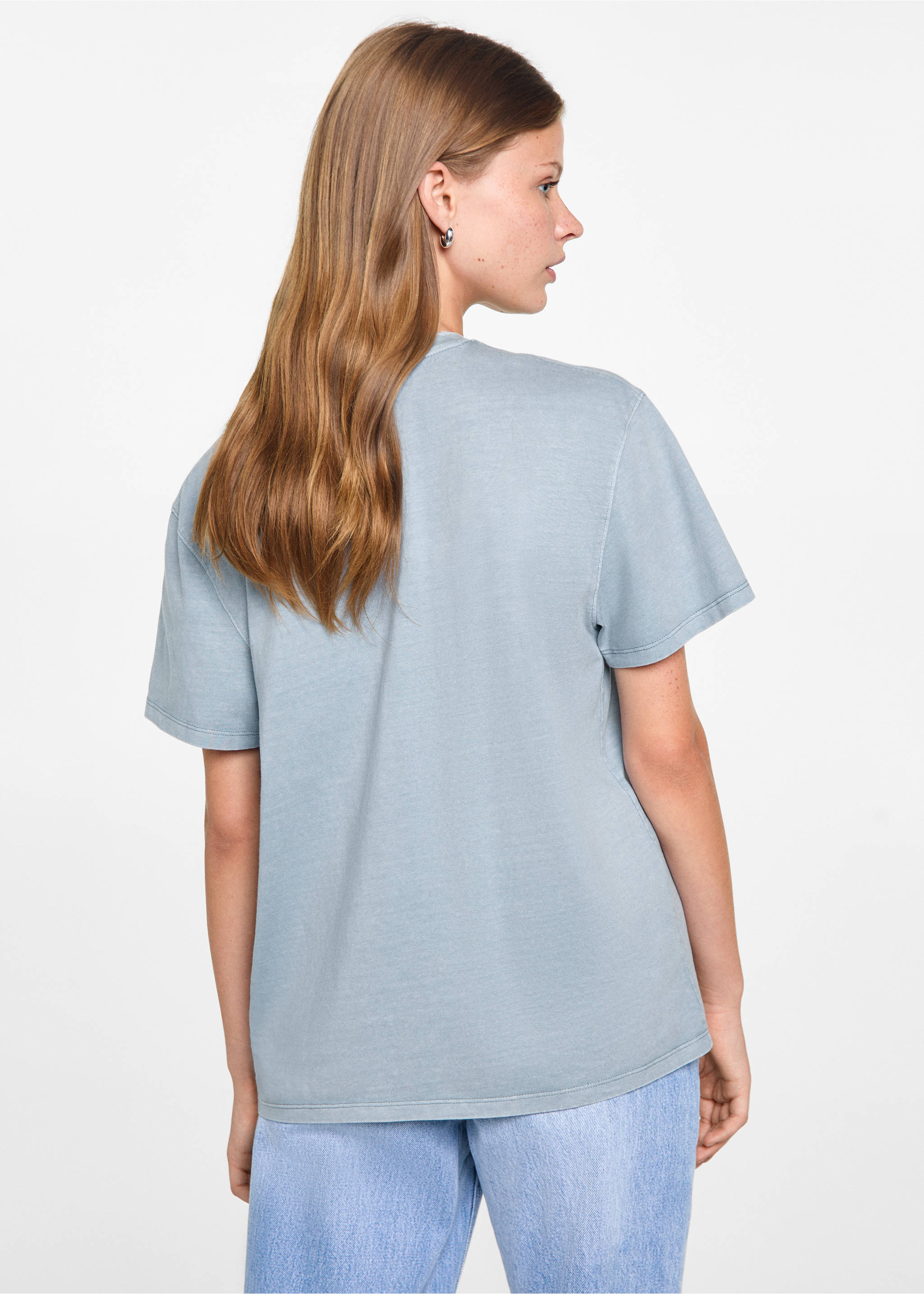 T-shirt en coton imprimé - Verso de l’article, Bleu. Ref: 77006747-00.