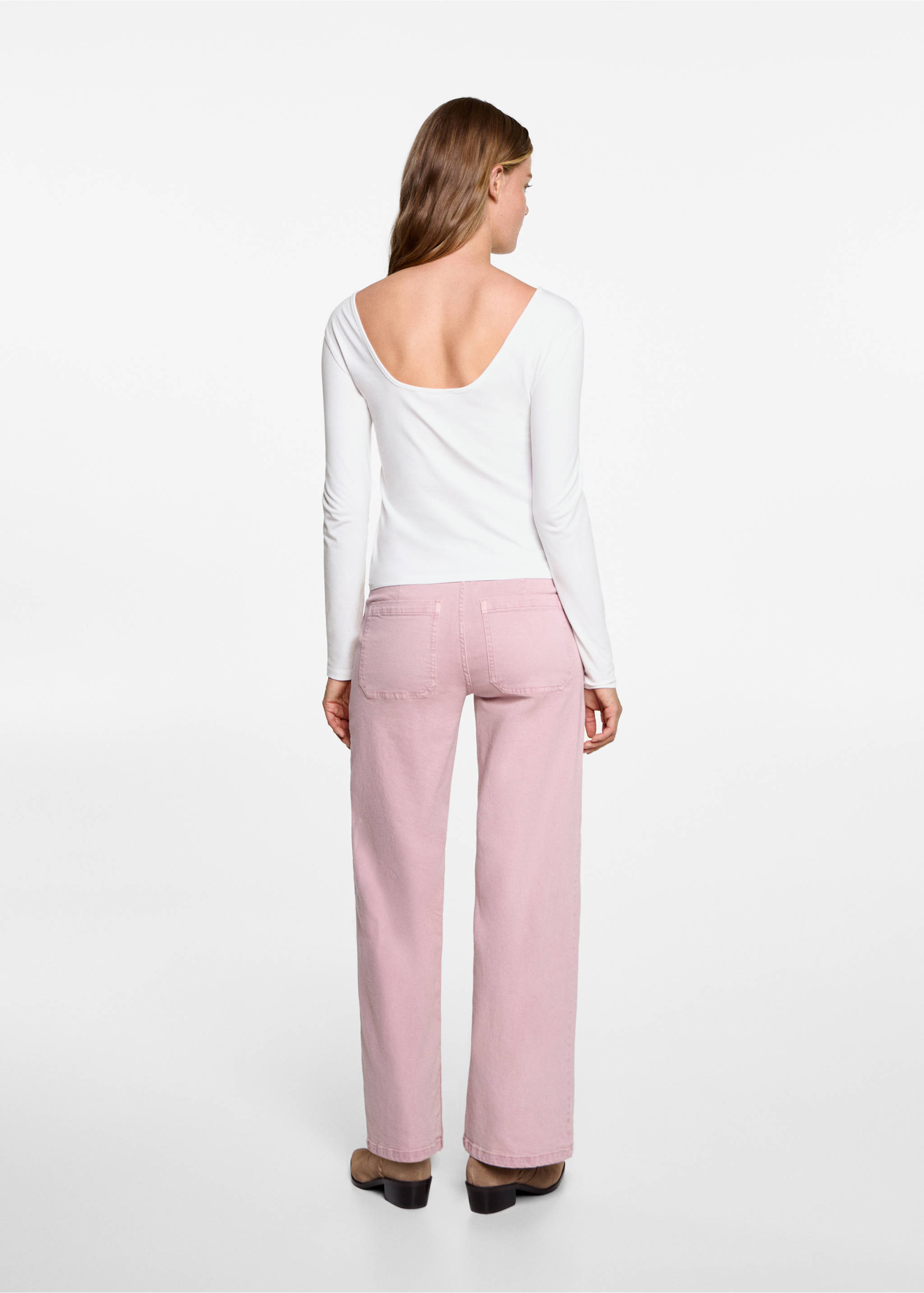 T-shirt manches longues ouverture au dos - Verso de l’article, Blanc cassé. Ref: 77006750-00.