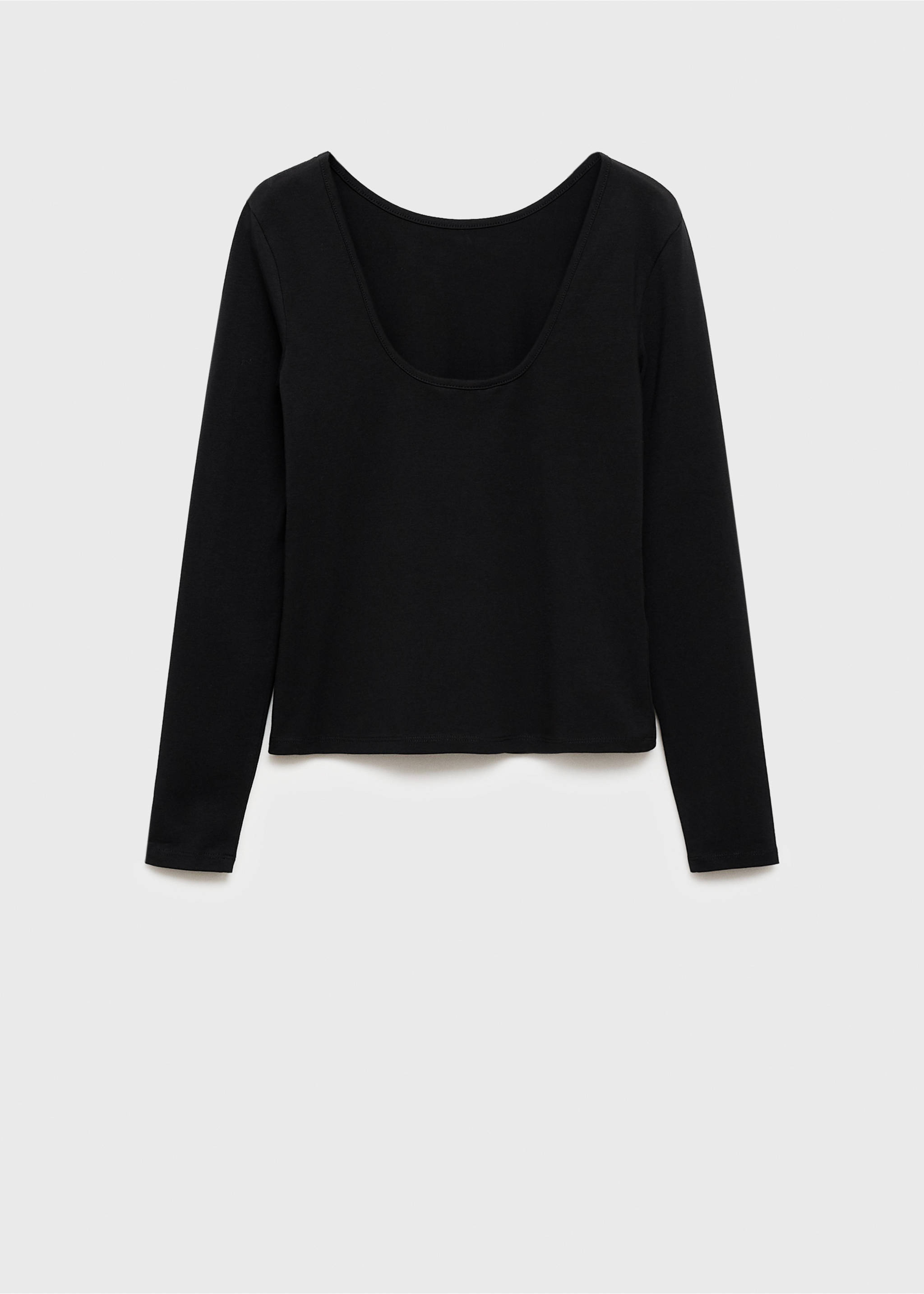Long sleeved t-shirt back open - Article without model, Black. Ref: 77006750-00.
