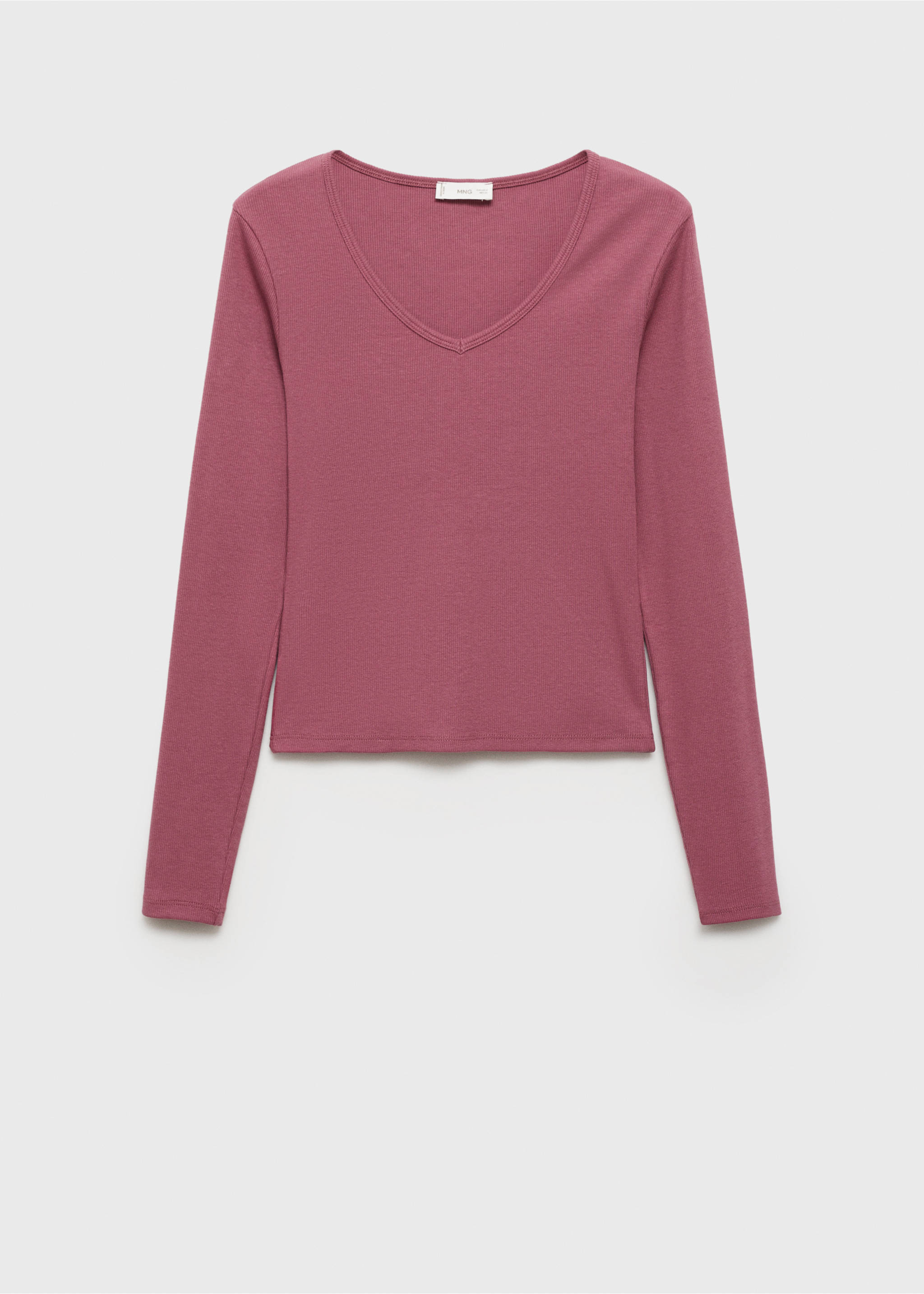 T-shirt manches longues col V - Article sans modèle, Rose pastel. Ref: 77006751-00.