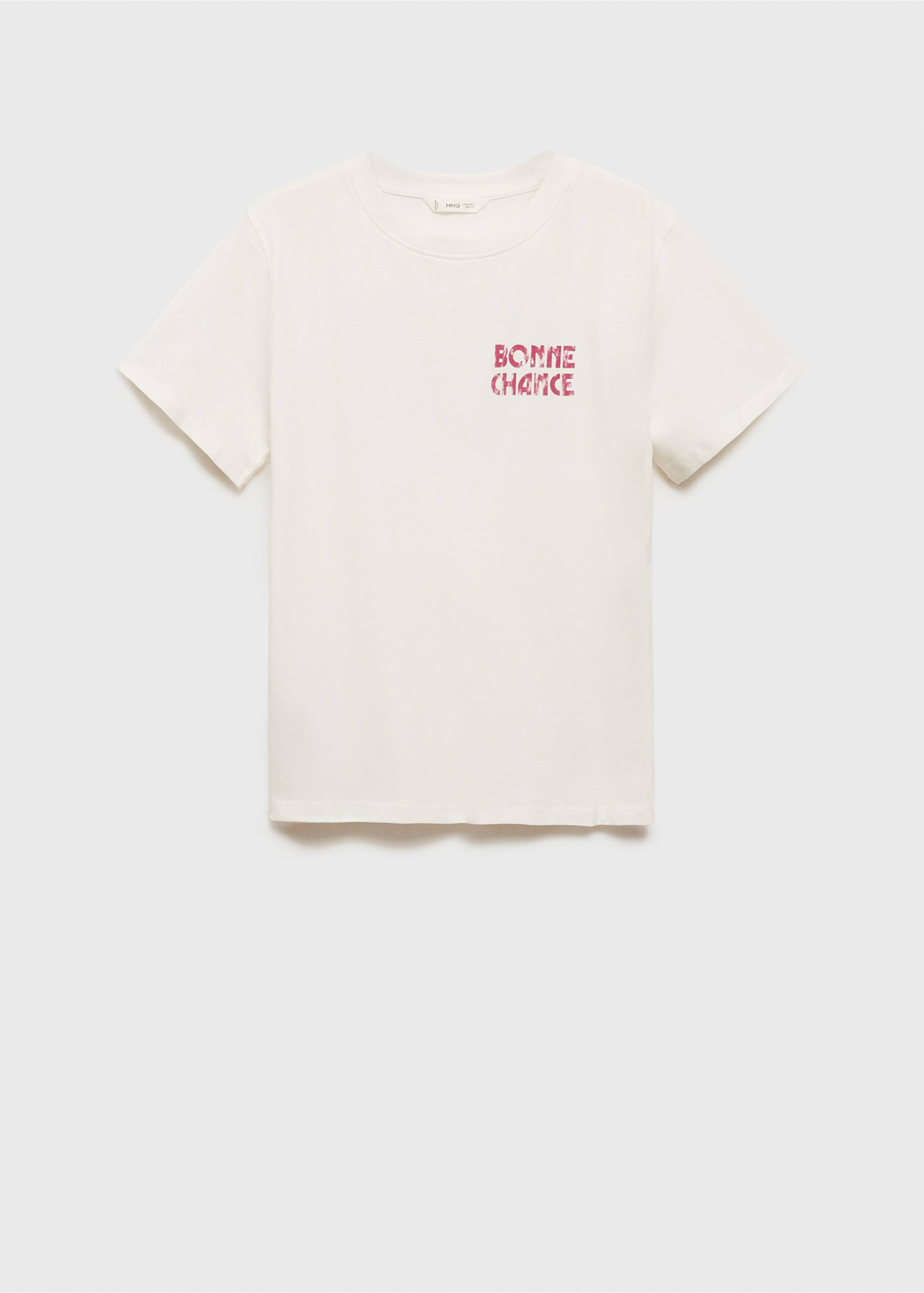 Tryckt bomull-blandning t-shirt - Artikel utan modell, Benvit. Ref: 77006752-00.