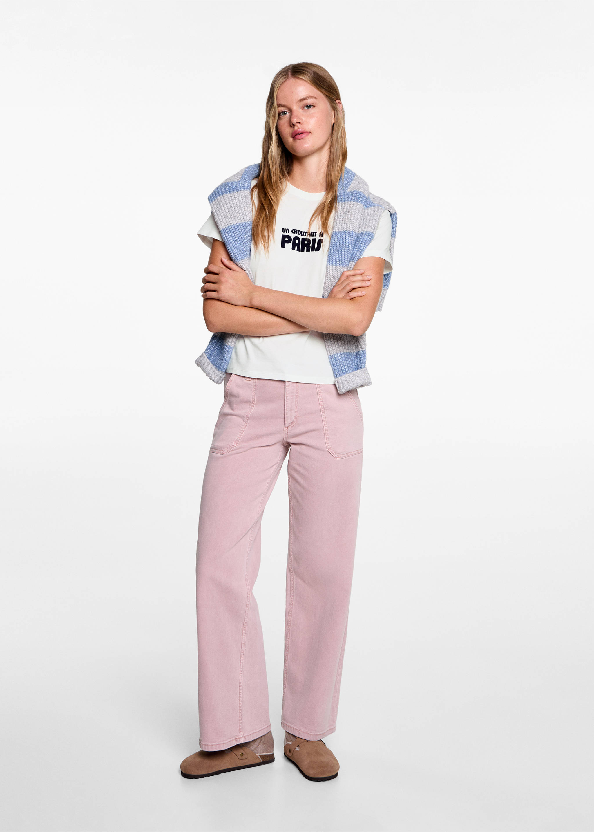 Bedrucktes Baumwoll-T-Shirt - Allgemeine Ansicht, Cremeweiß. Ref: 77006753-00.