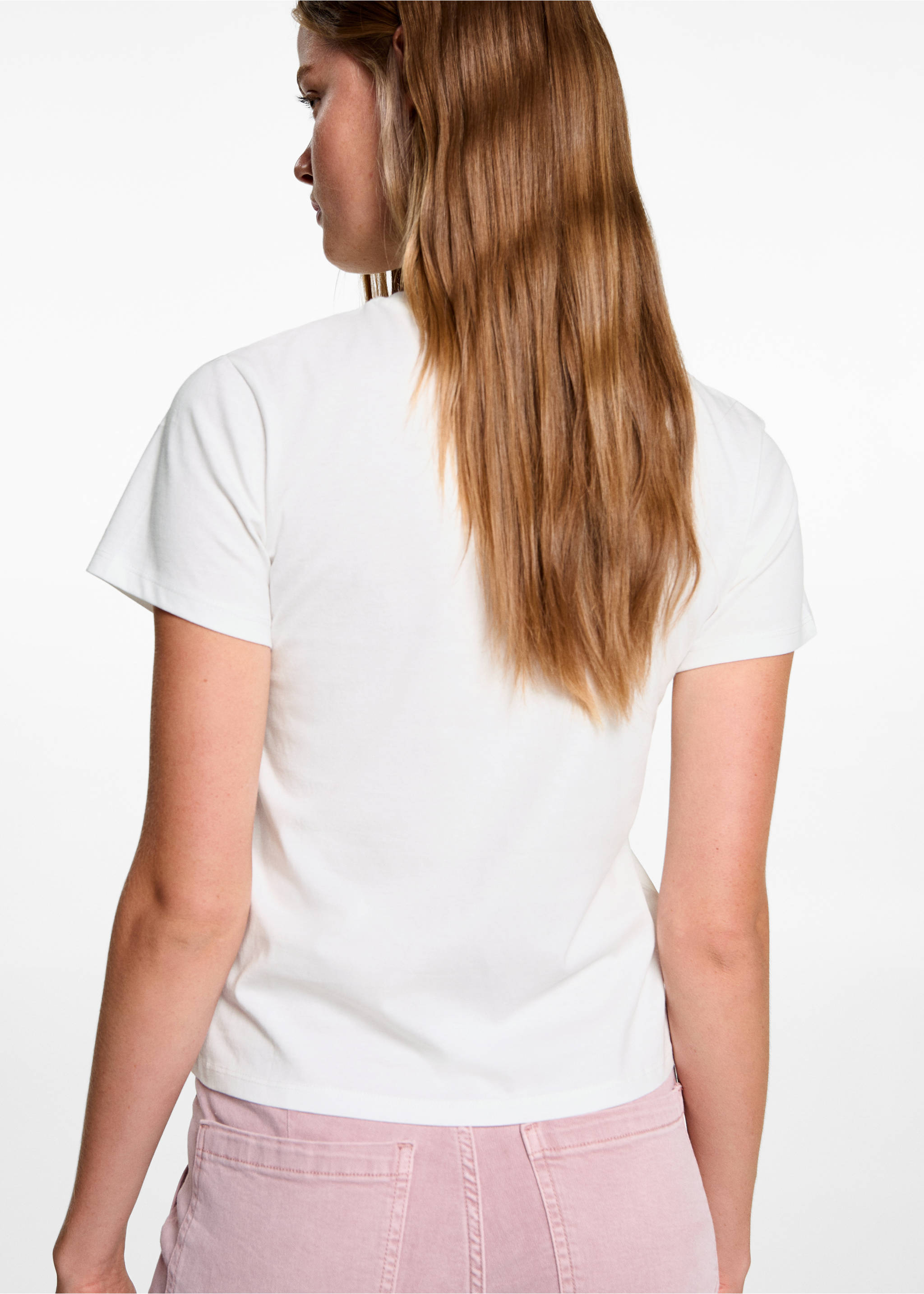 Bedrucktes Baumwoll-T-Shirt - Rückseite des Artikels, Cremeweiß. Ref: 77006753-00.