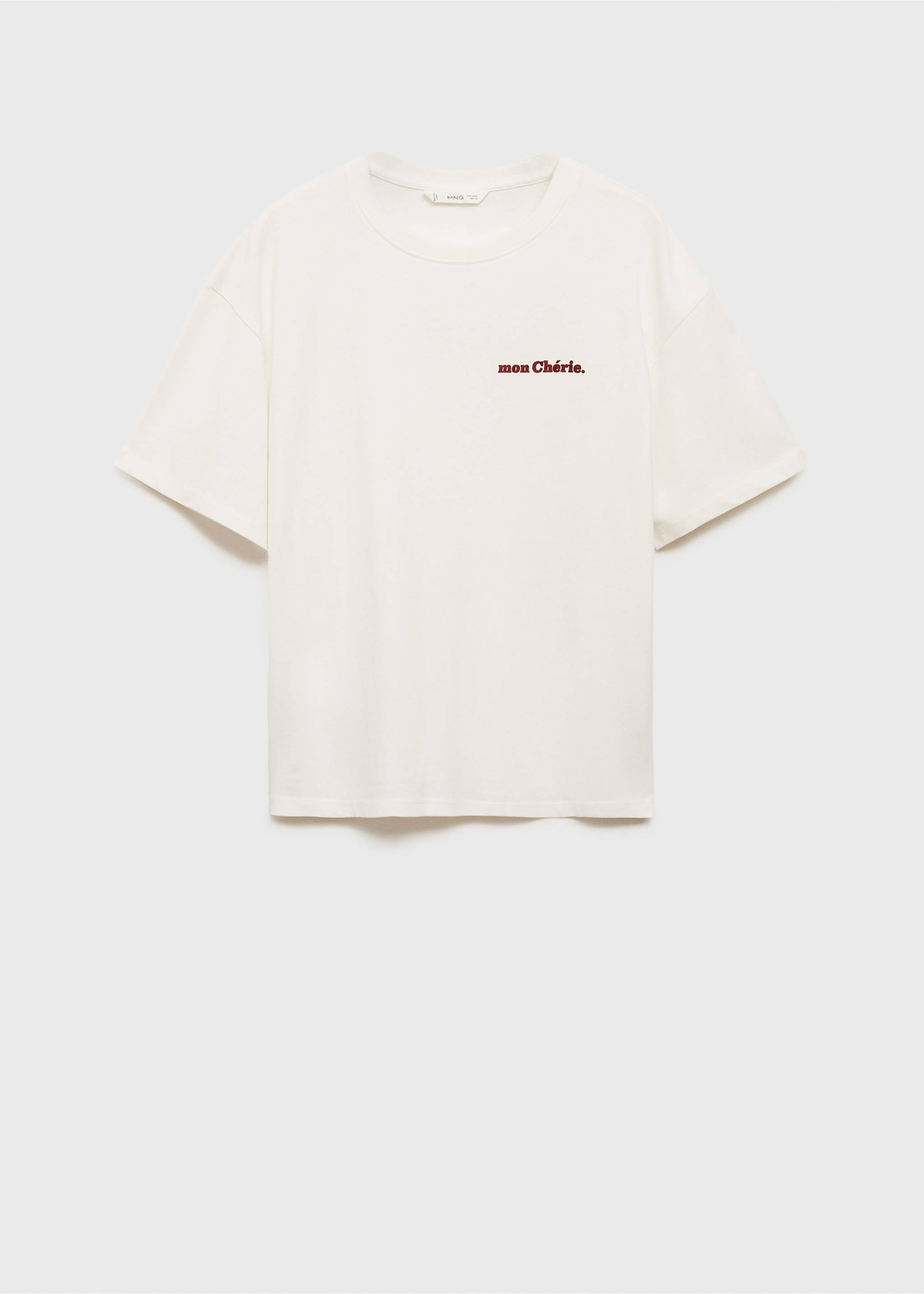 Tryckt bomull-blandning t-shirt - Artikel utan modell, Benvit. Ref: 77006754-00.