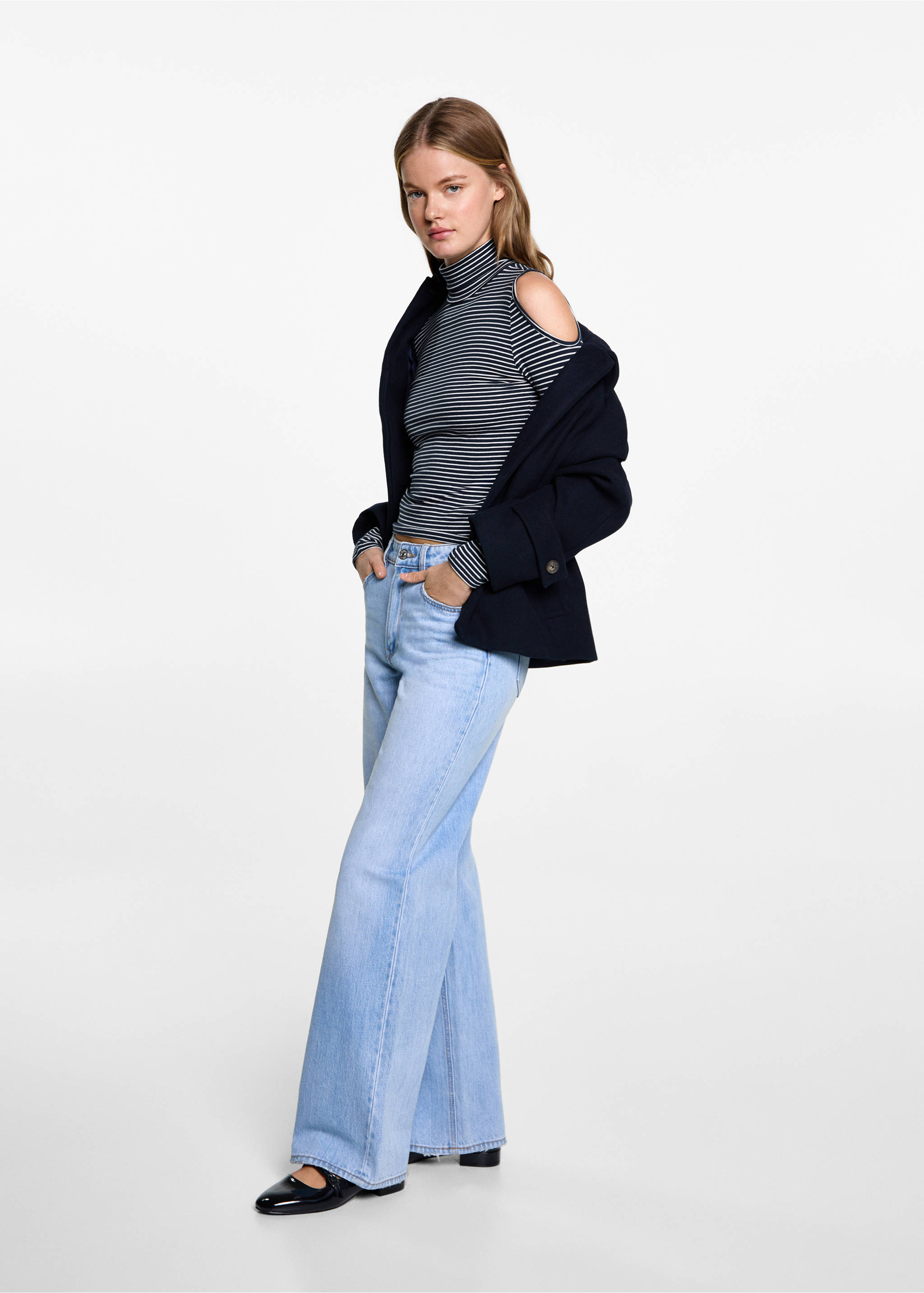 Camiseta cuello alto aberturas - Plano general, Azul marino oscuro. Ref: 77006755-00.