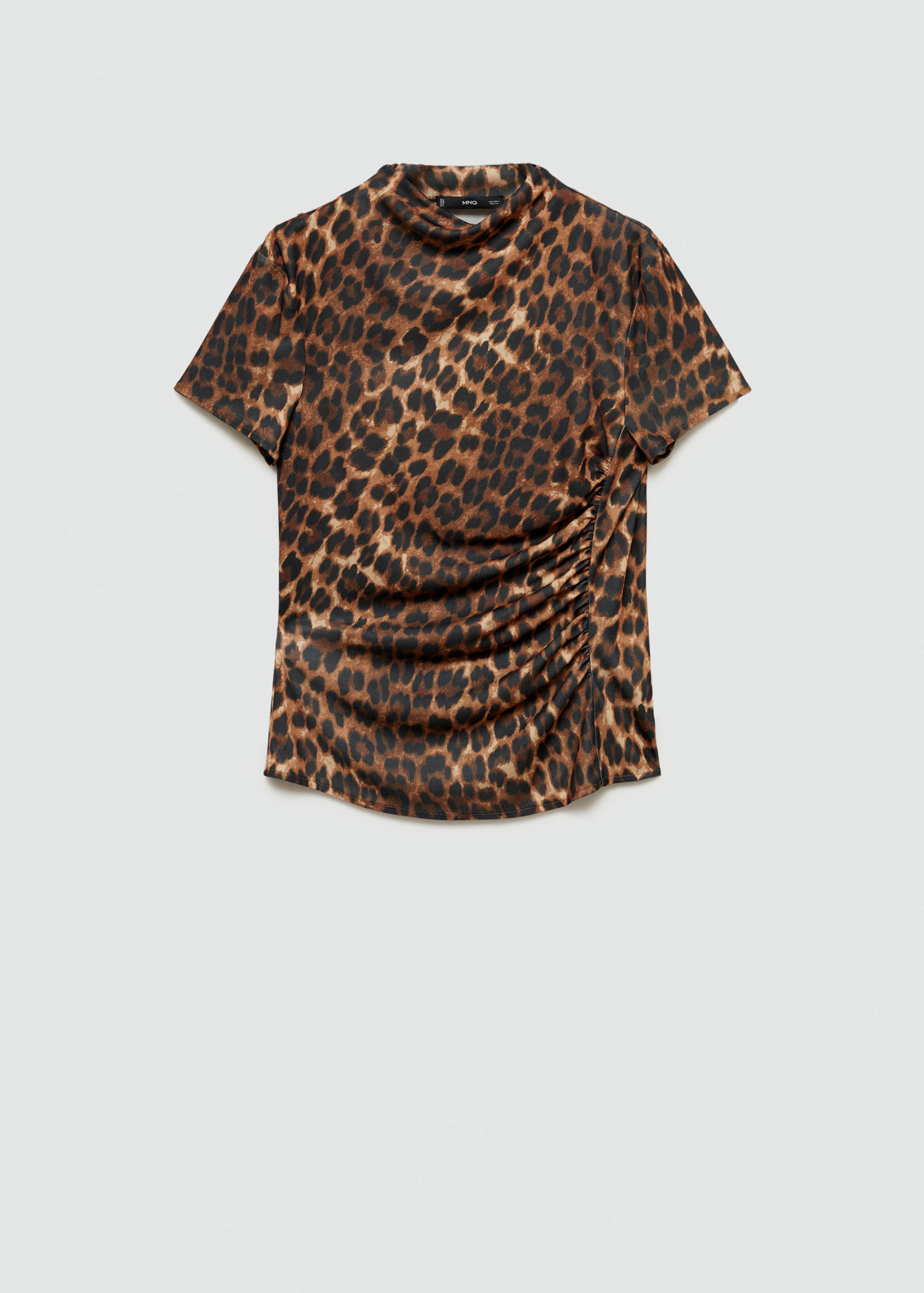 T-shirt de leopardo com pormenor rufado - Artigo sem modelo