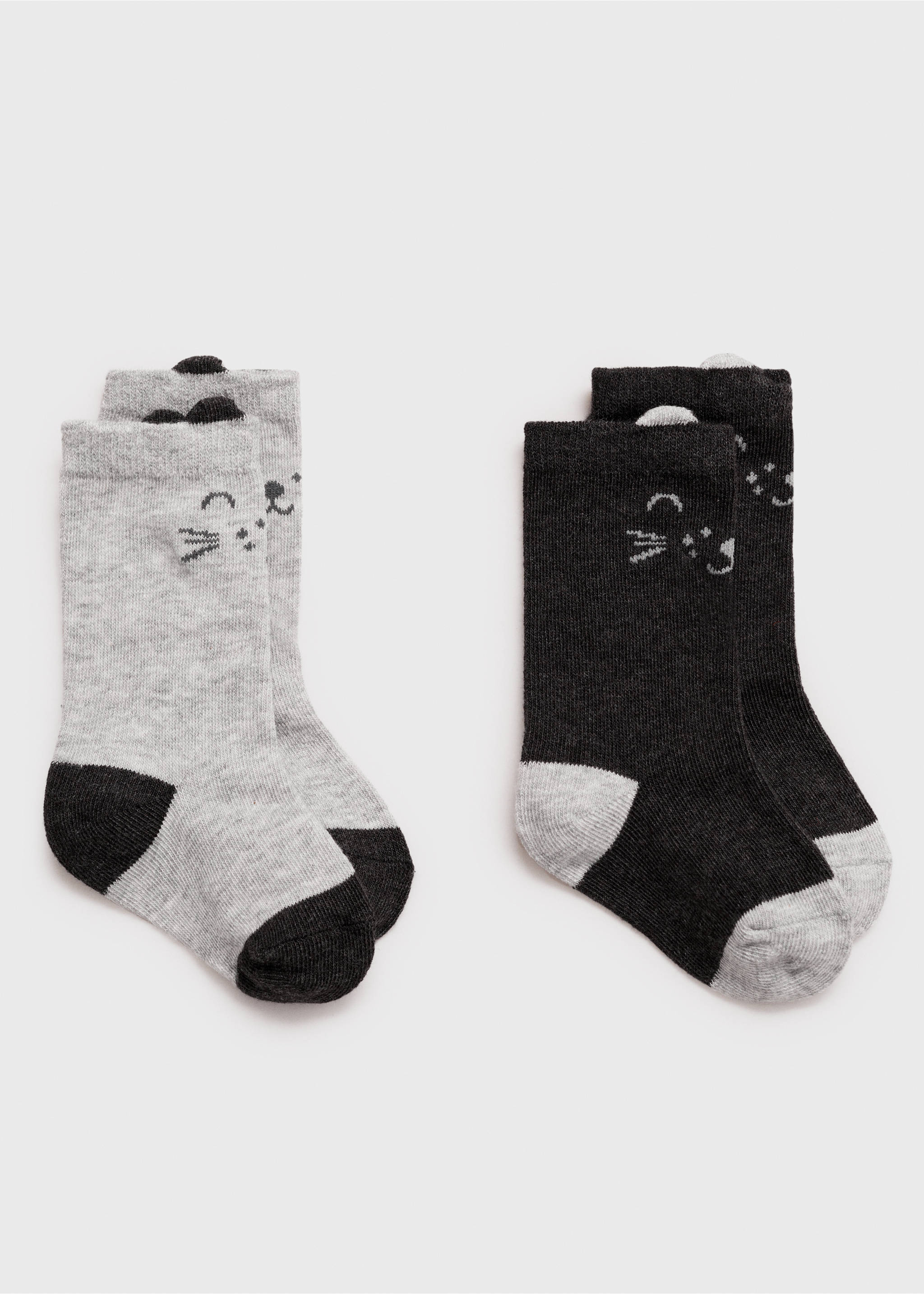 2er-Pack Socken mit Katzenmotiv - Artikel ohne Model, Anthrazit. Ref: 77006761-00.
