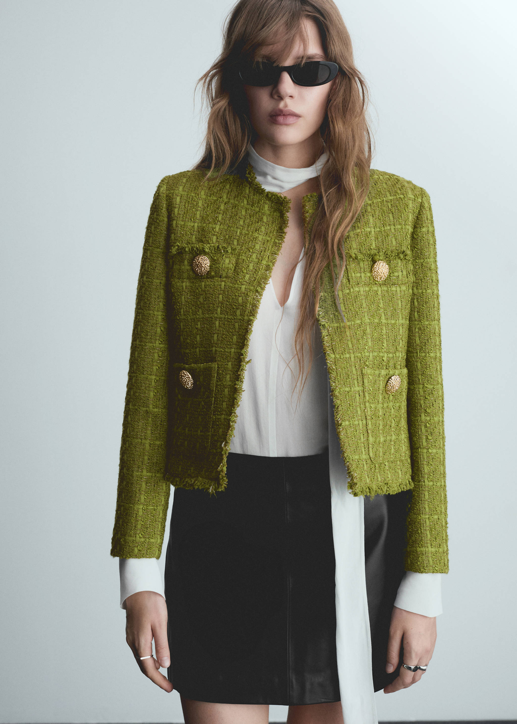 Tweed jacket with jewel buttons - Medium plane