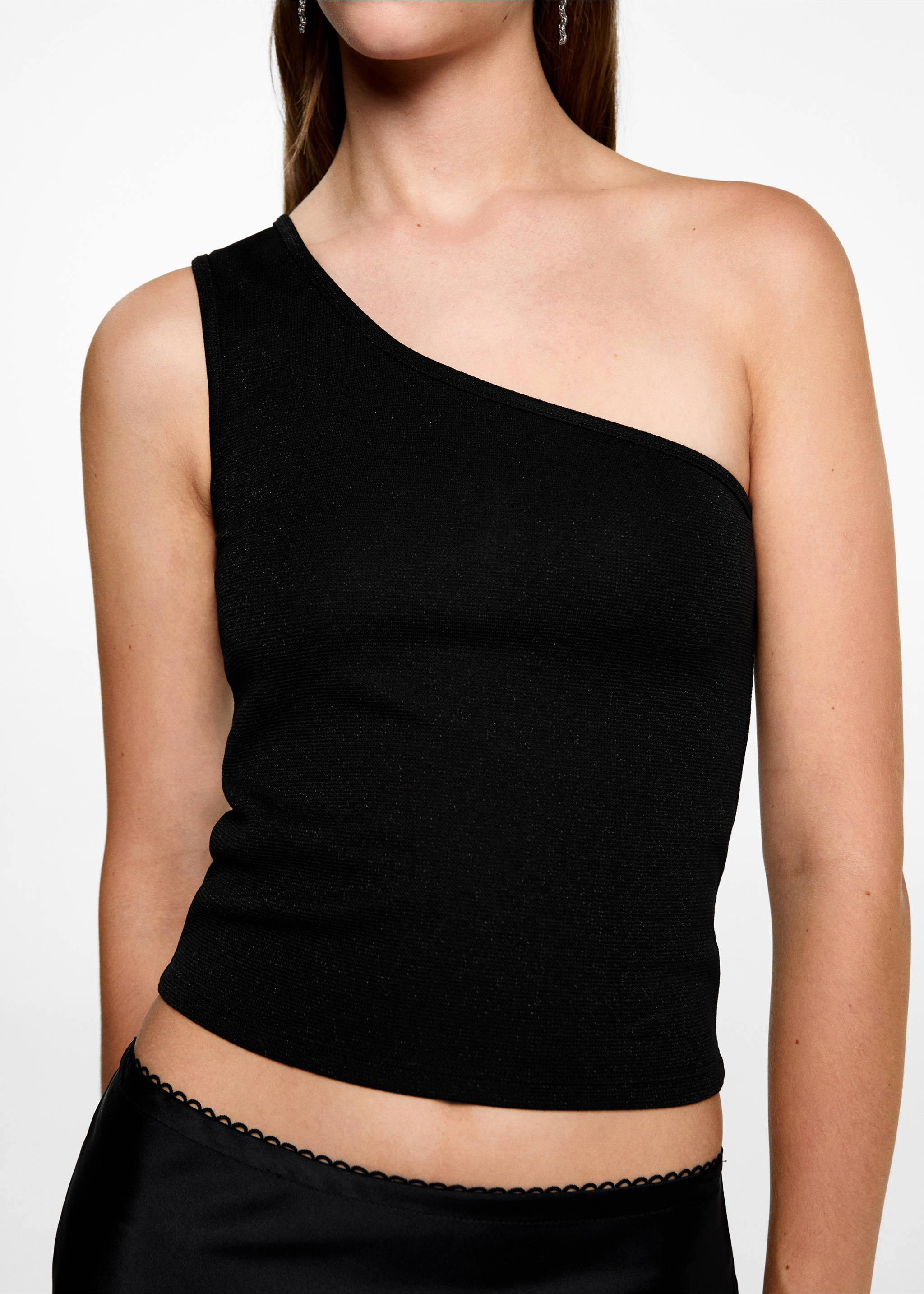Asymmetrisches Lurex-Top - Detail des Artikels 6, Schwarz. Ref: 77006767-00.