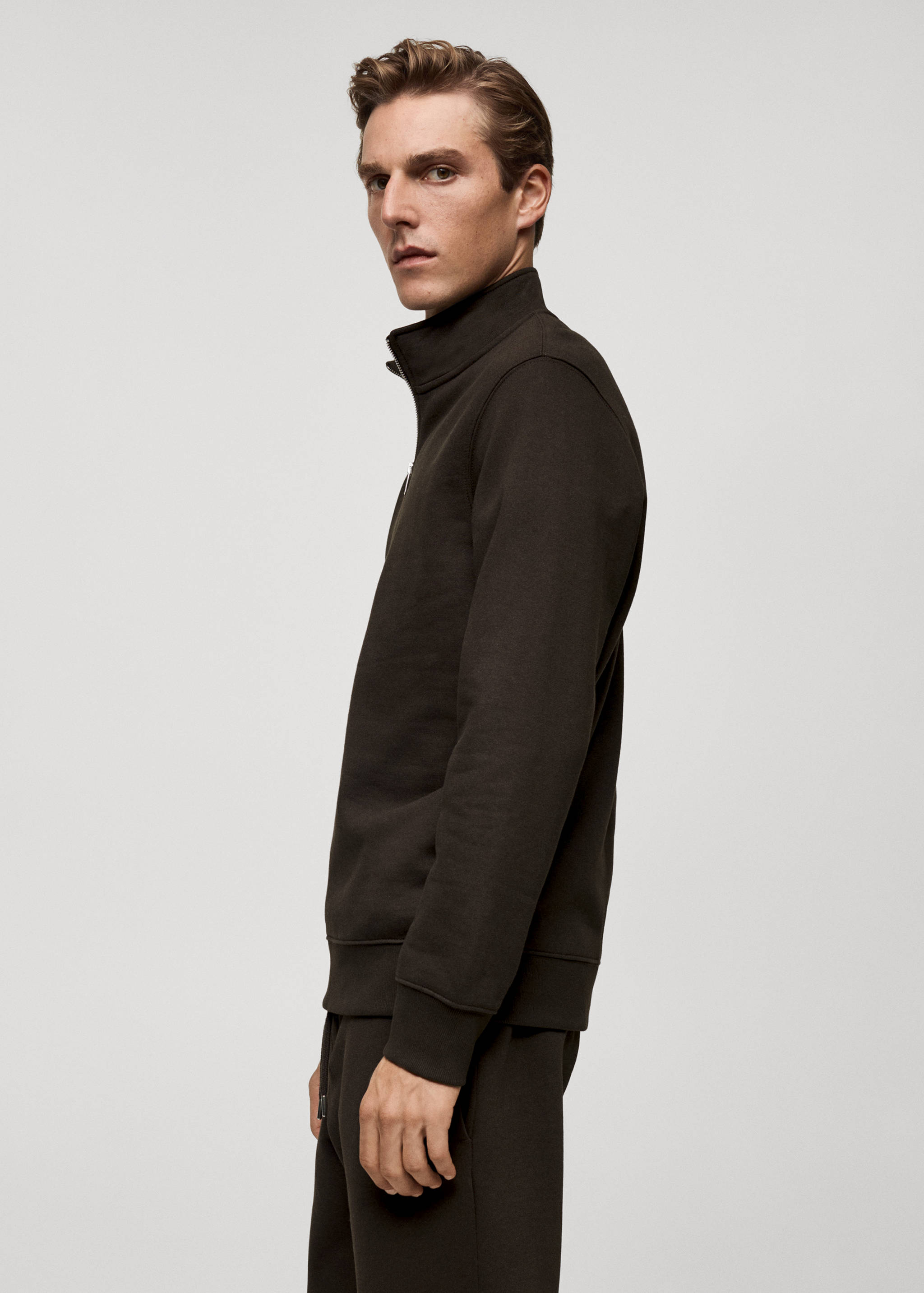 Cotton sweatshirt with zip neck - Details of the article 2