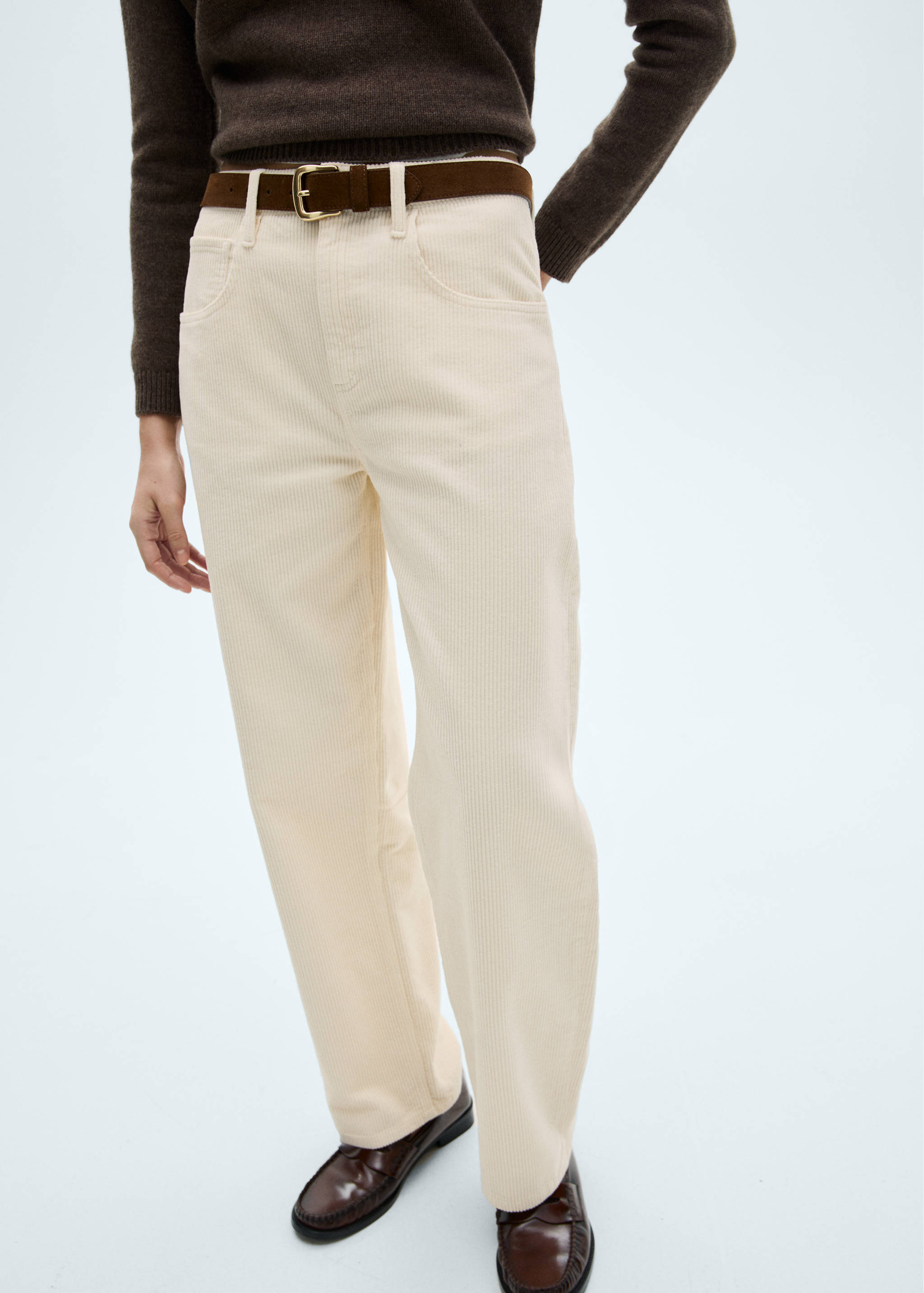 High-waisted corduroy balloon pants - Medium plane