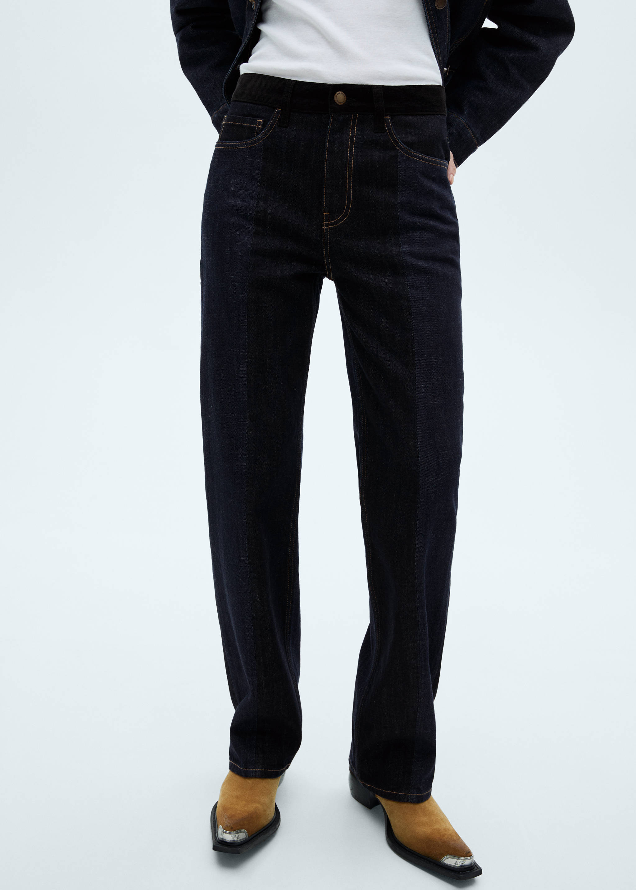 High waist straight jeans - Medium plane