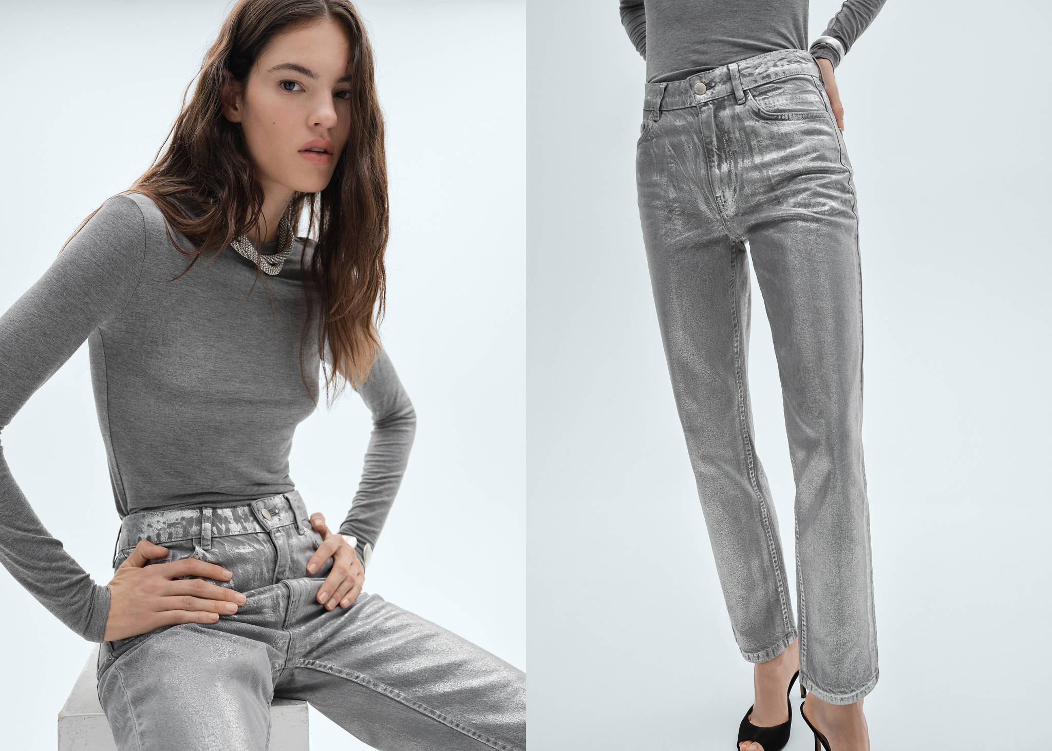 Straight foil jeans - Panoramic plane