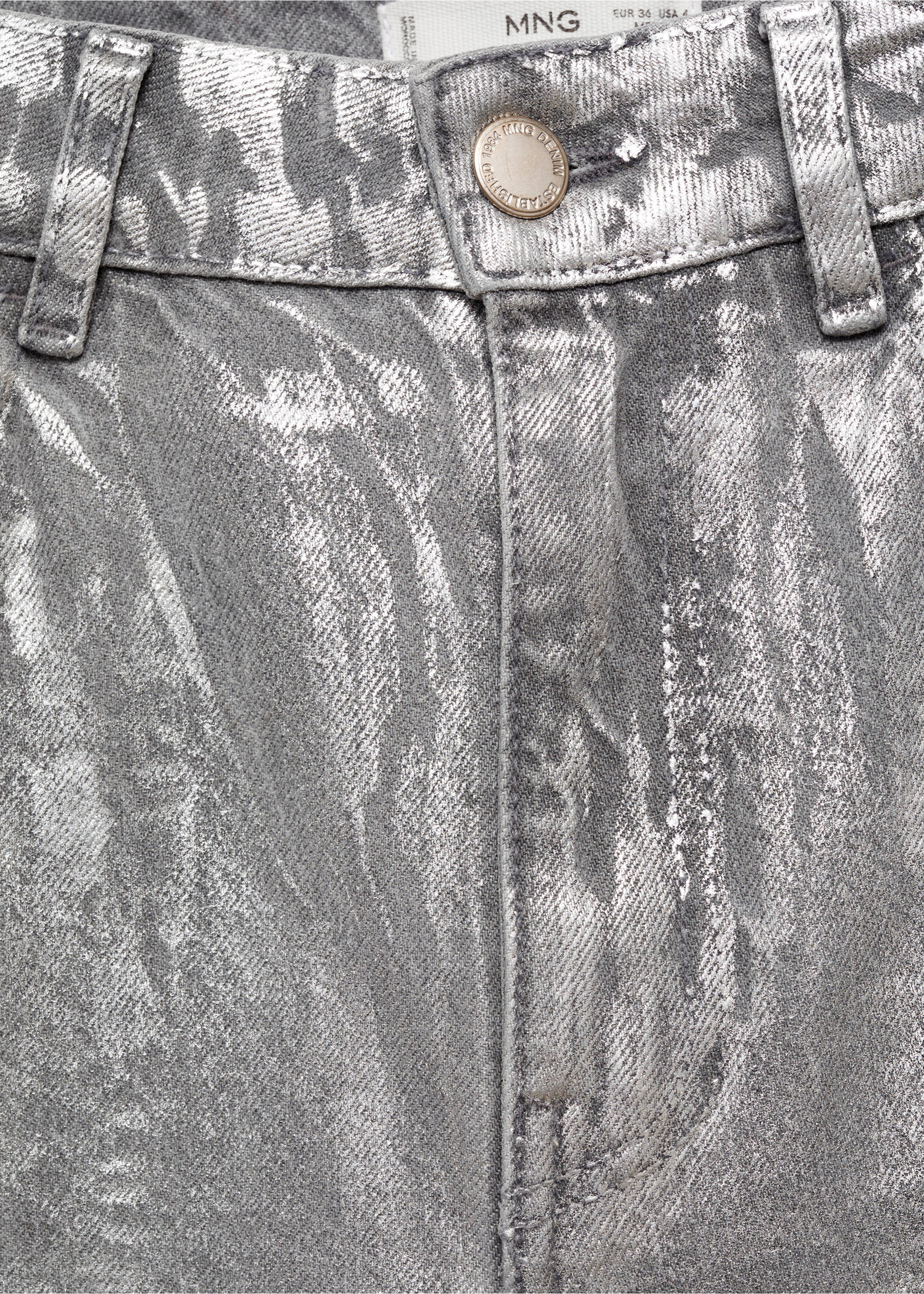 Jean droit foil - Détail de l'article 8, Argent. Ref: 77007131-00.