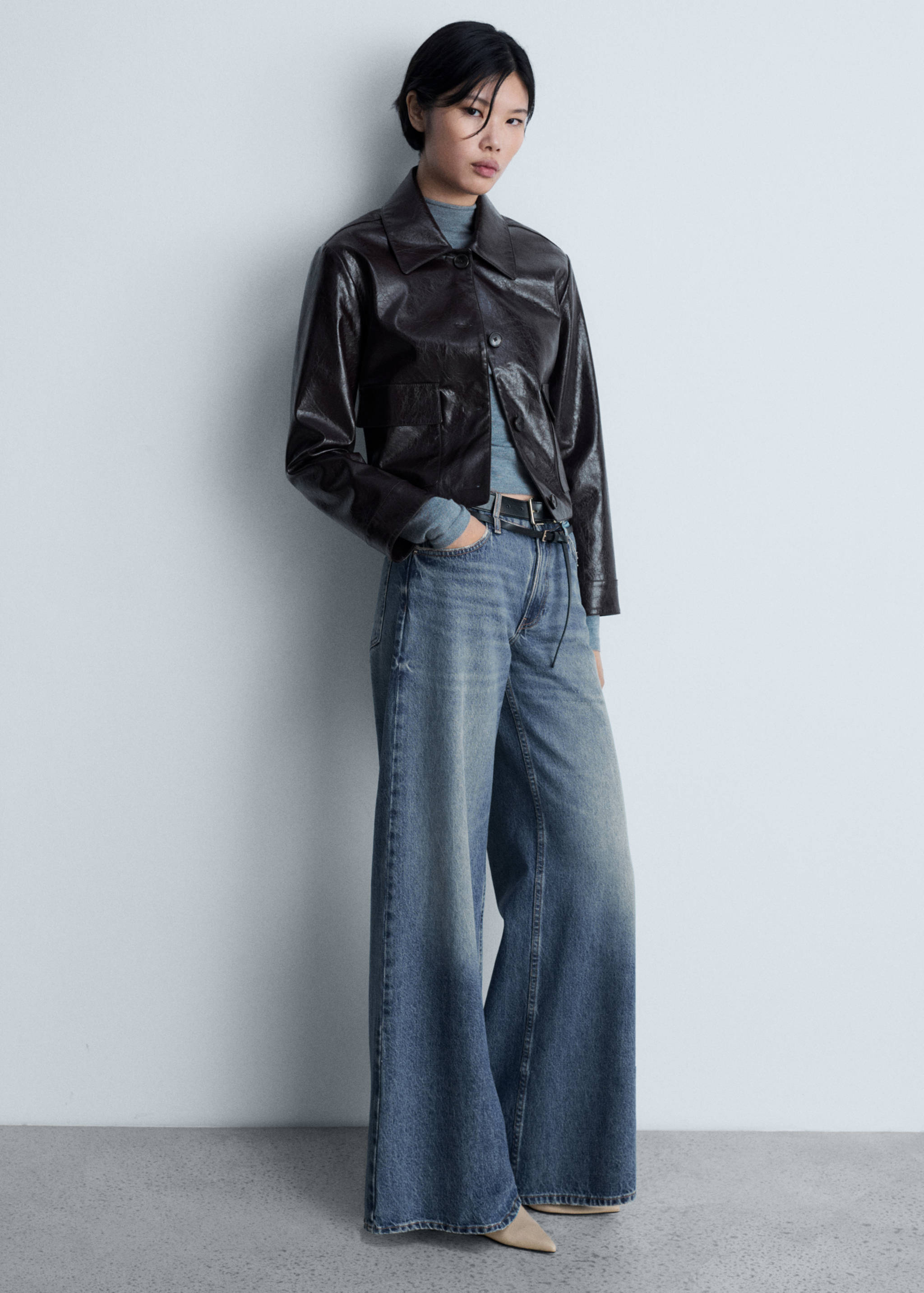 Calças de ganga wide leg de cintura baixa - Plano geral