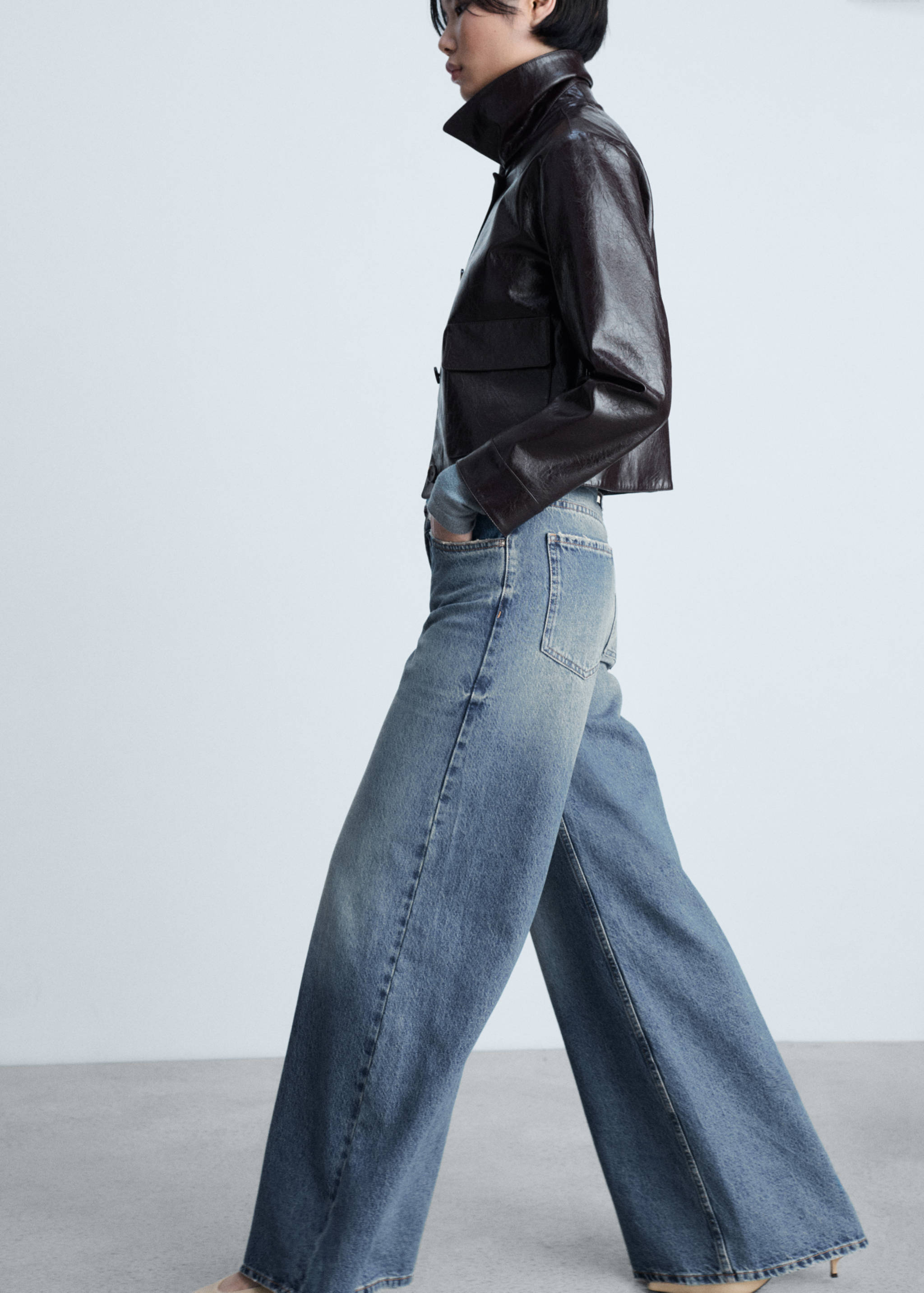 Calças de ganga wide leg de cintura baixa - Pormenor do artigo 2