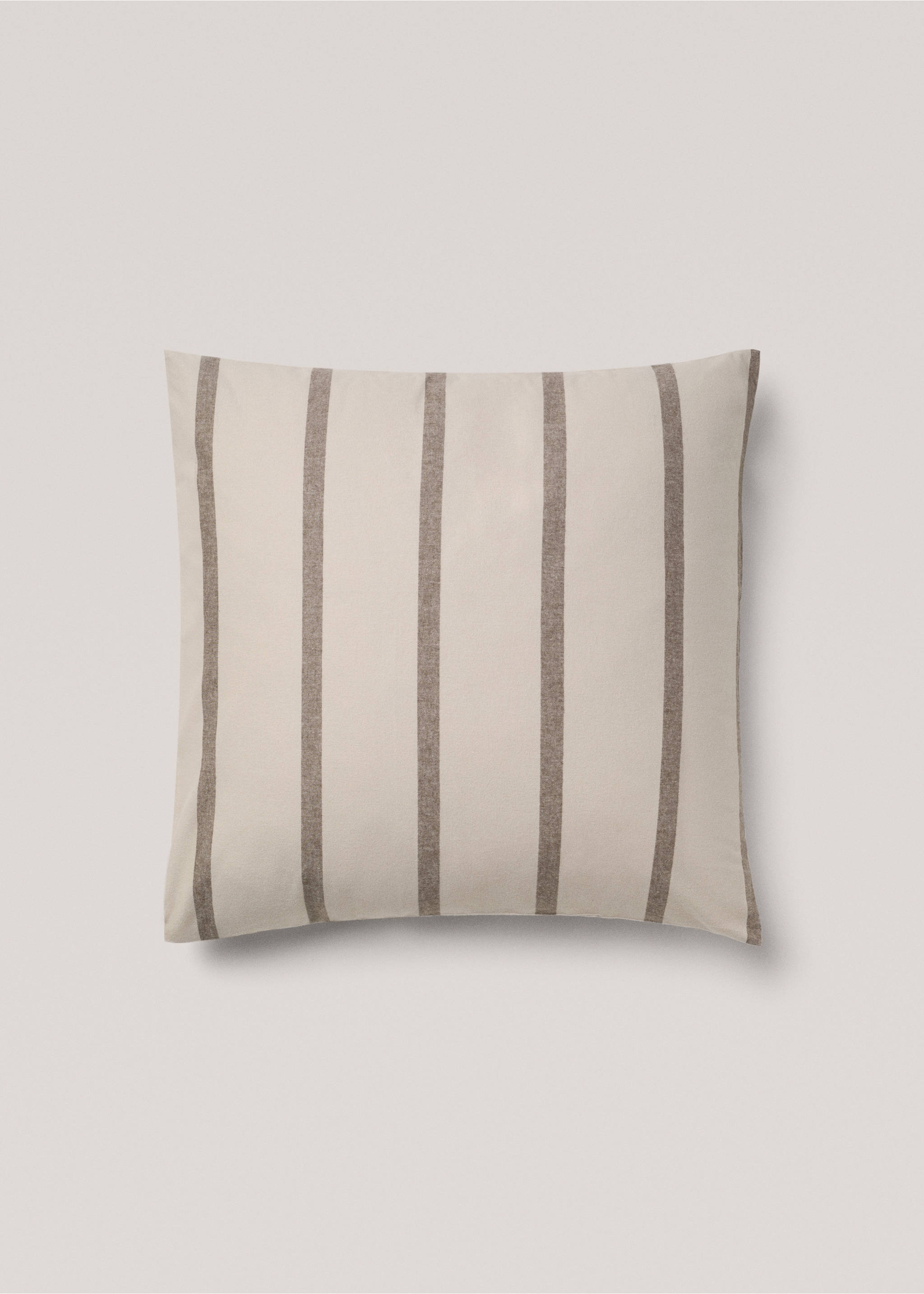 Stripete putetrekk i 100% bomullsflanell, 60x60 cm - Artikkel uten modell, Beige. Ref: 77007667-00.