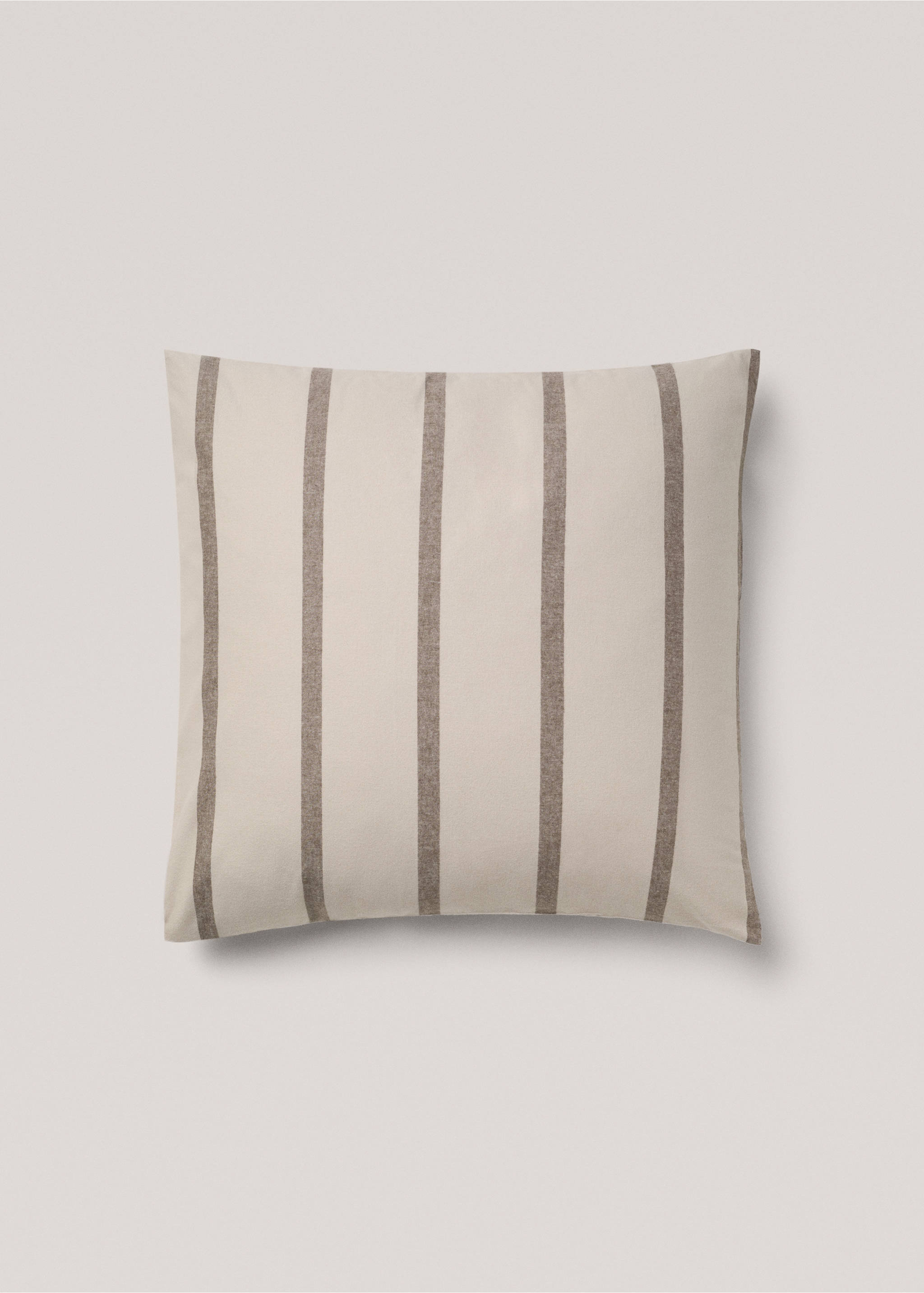 100% cotton flannel striped pillowcase 60x60cm - Article without model, Beige. Ref: 77007667-00.